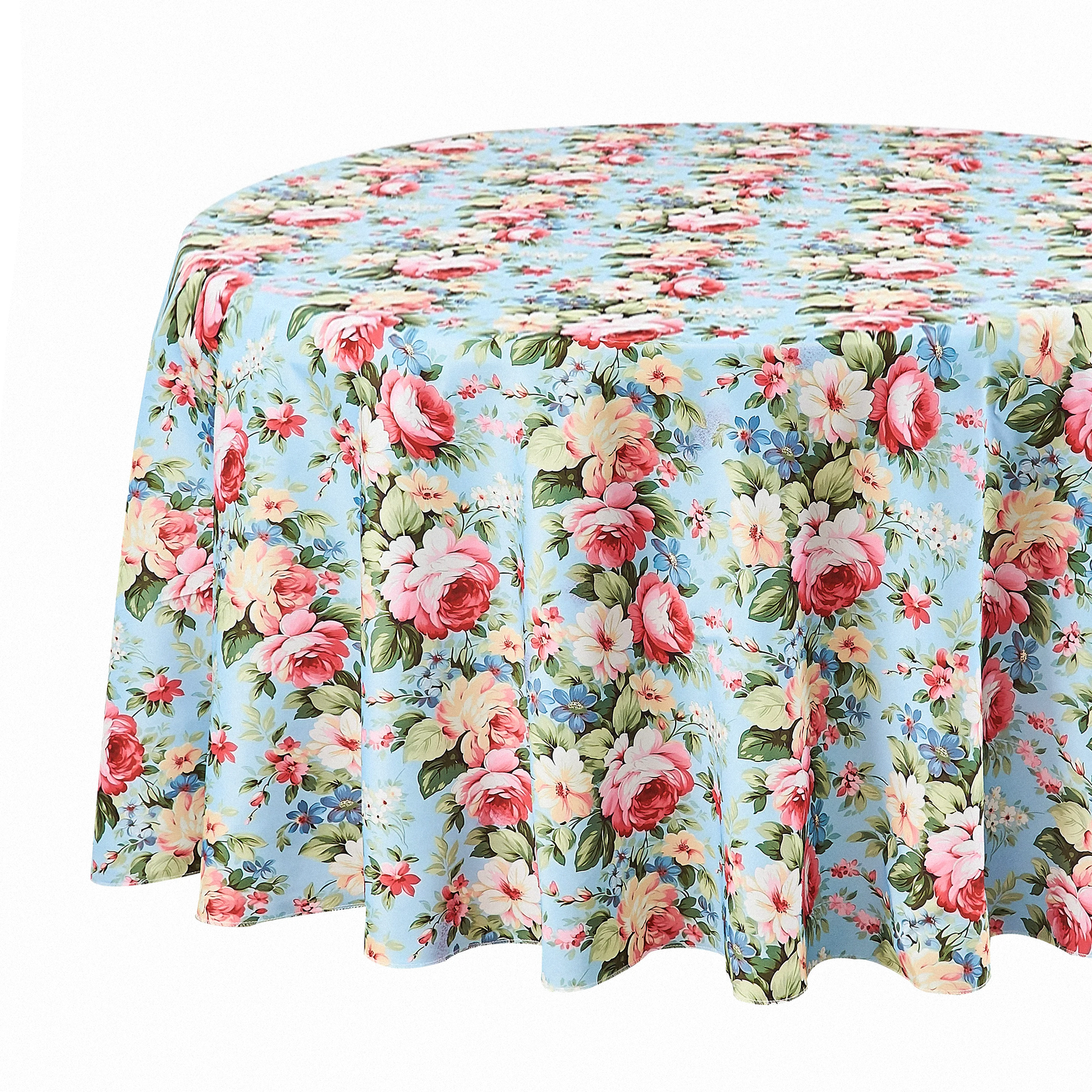 English Garden Floral 120" Round Tablecloth close up