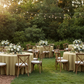 outdoor garden intimate birthday celebration with Faux Burlap Tablecloth 120" Round - Natural Tan