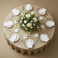 top view of Faux Burlap Tablecloth 120" Round - Natural Tan
