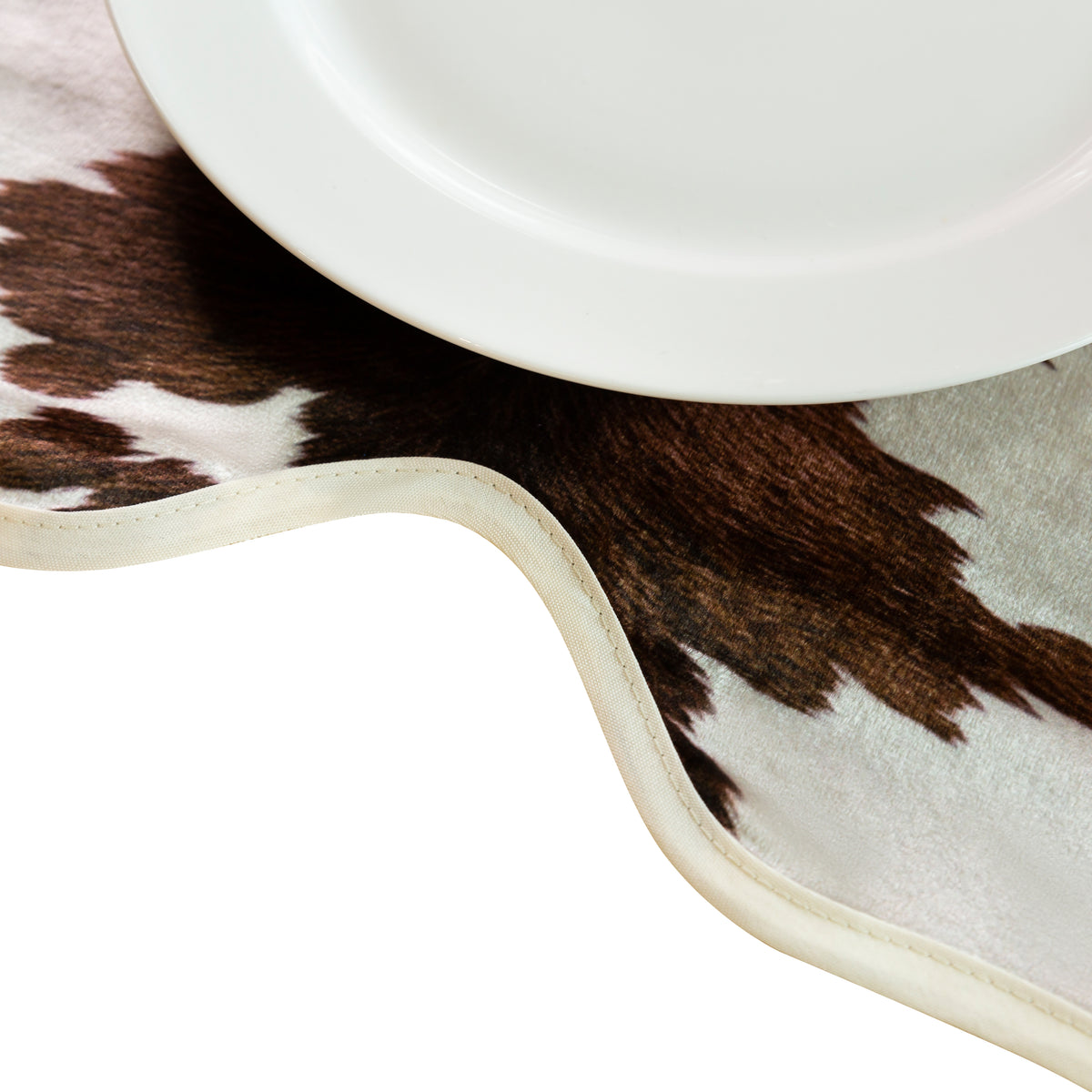 Faux Cowhide 20"x19" Placemats/Napkins (Set of 4) - Brown Edge View