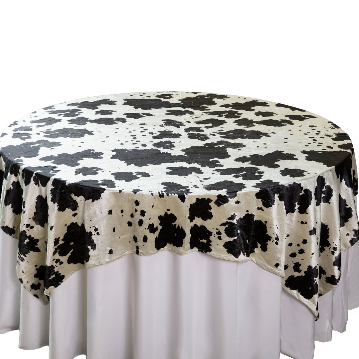Faux Cowhide 72"x72" Table Overlay Topper - Black 