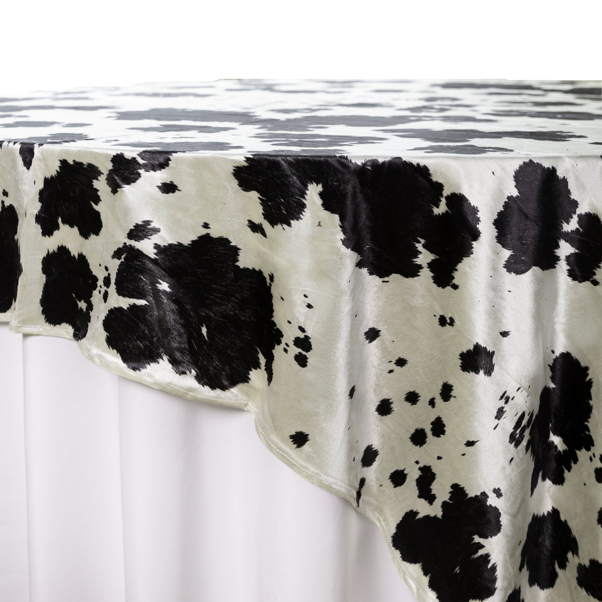 Faux Cowhide 72"x72" Table Overlay Topper - Black - Close Up