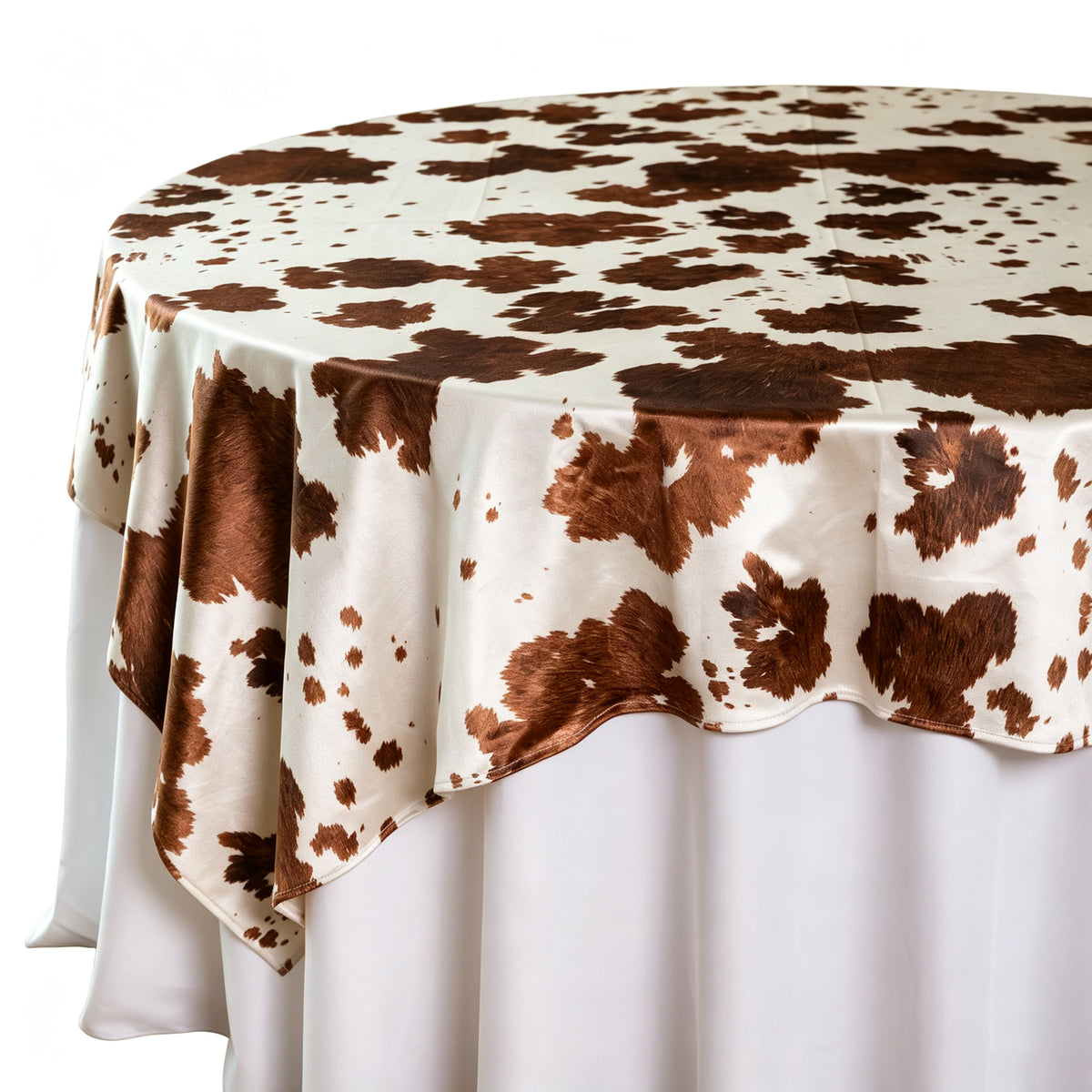 Faux Cowhide 72"x72" Table Overlay Topper - Brown Close Up