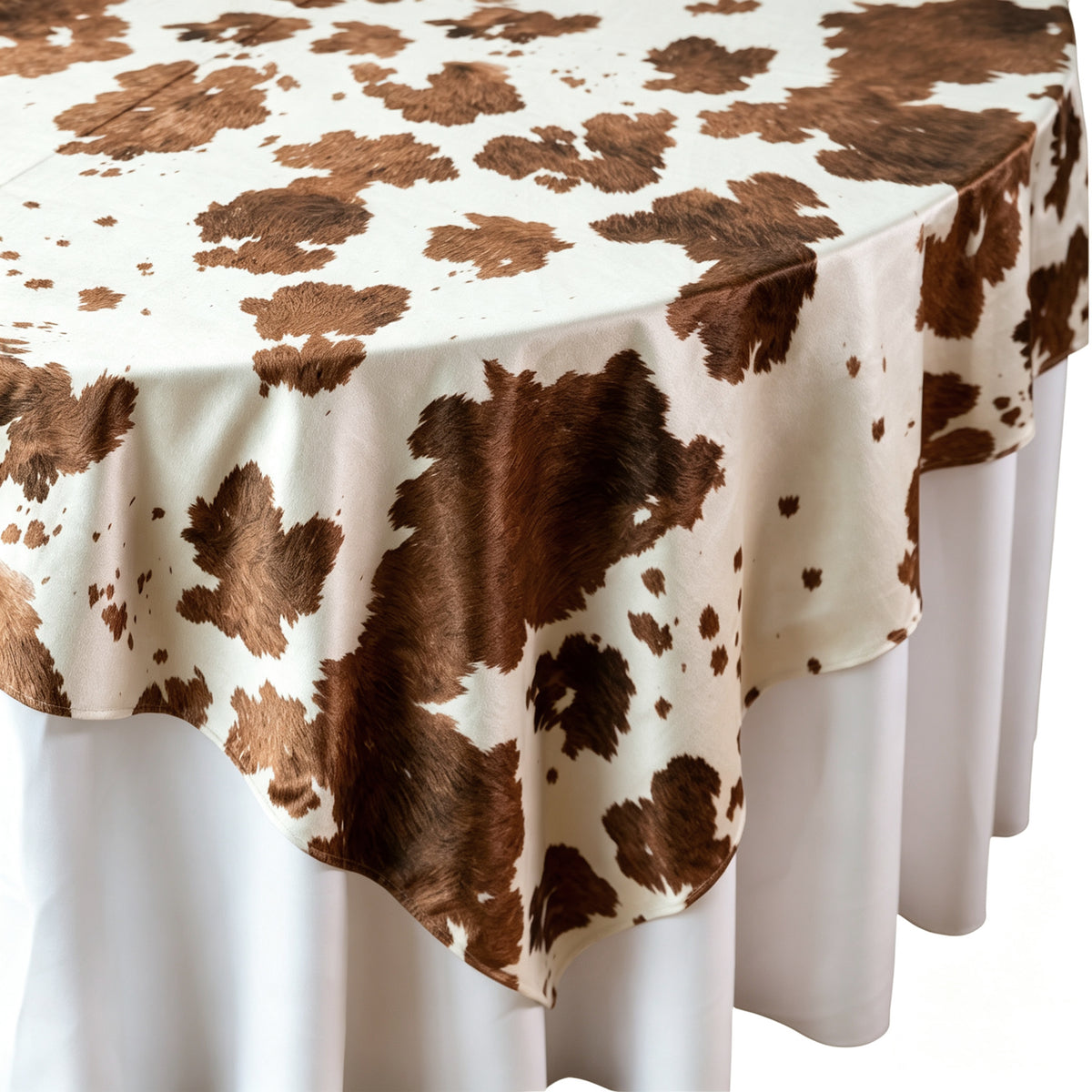 Faux Cowhide 72"x72" Table Overlay Topper - Brown - Close Up