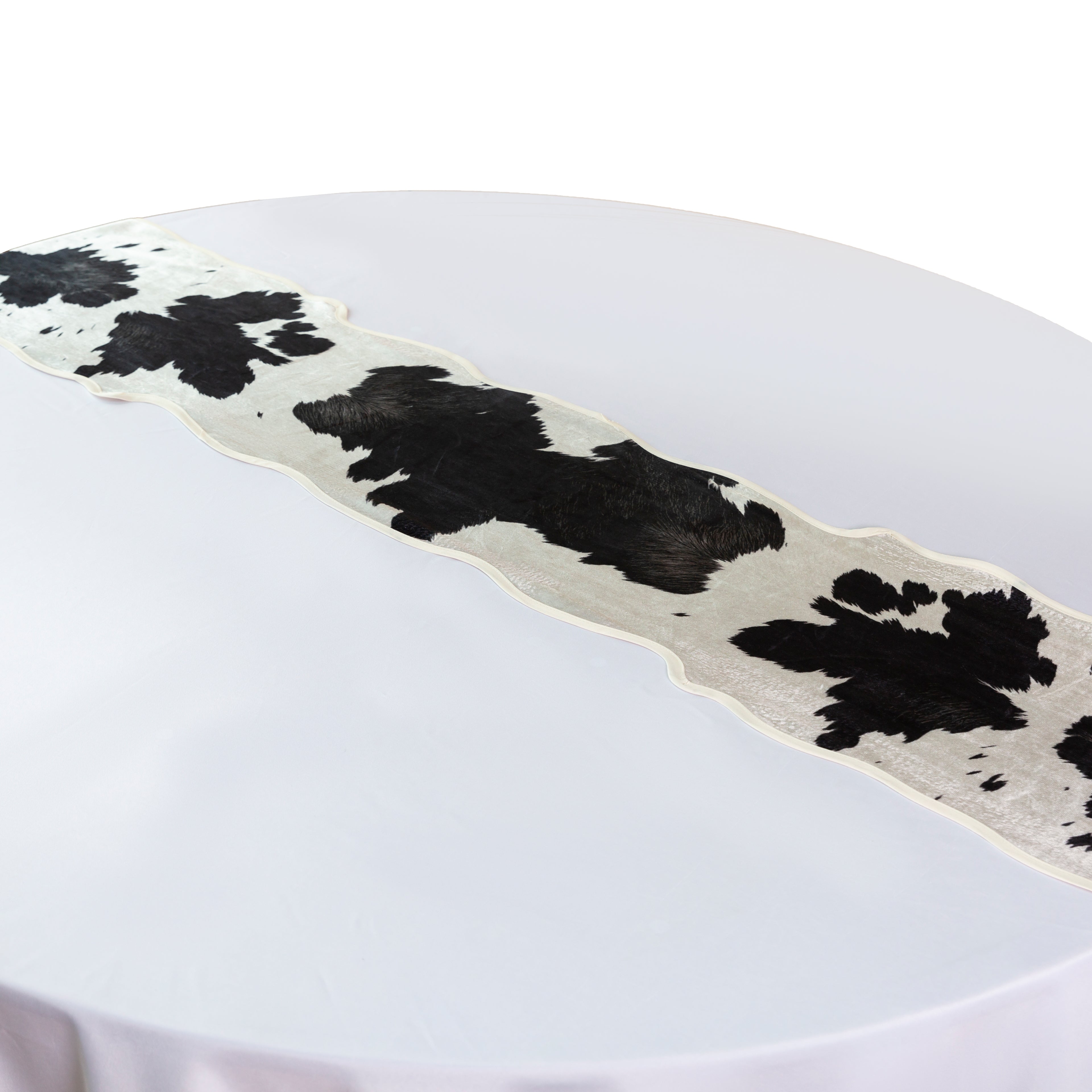 Faux Cowhide Table Runner - Black - Close Up