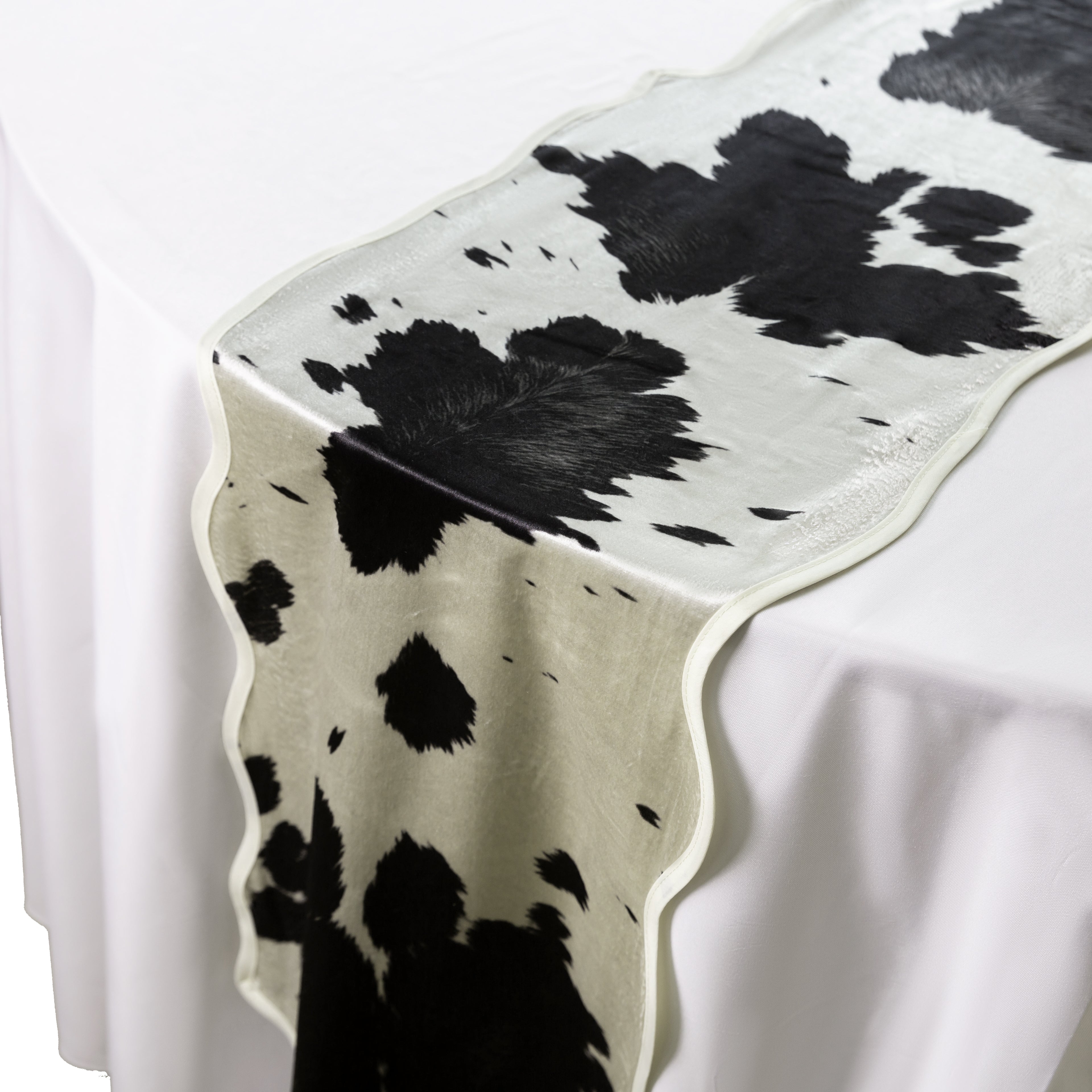 Faux Cowhide Table Runner - Black - Close Up
