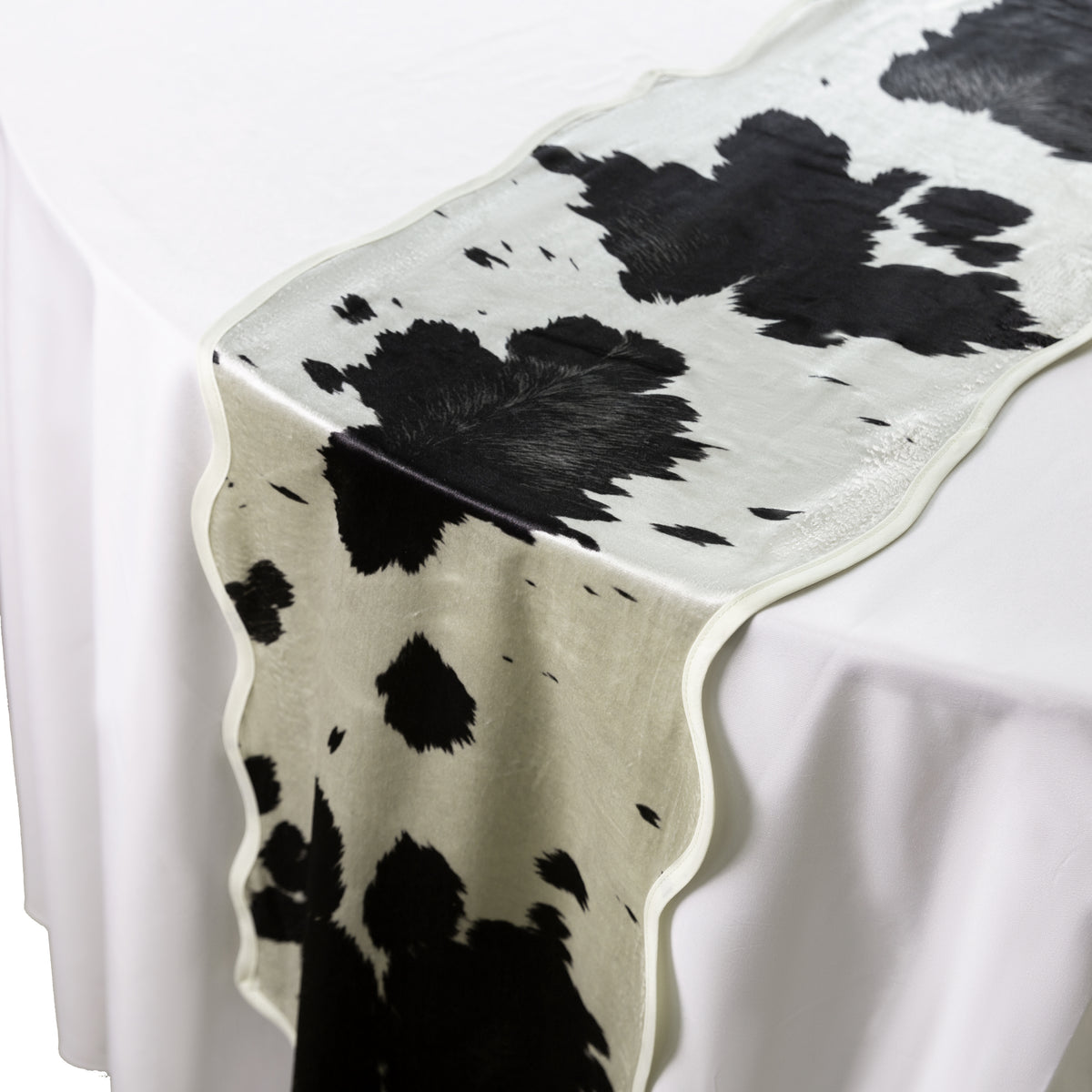 Faux Cowhide Table Runner - Black - Close Up