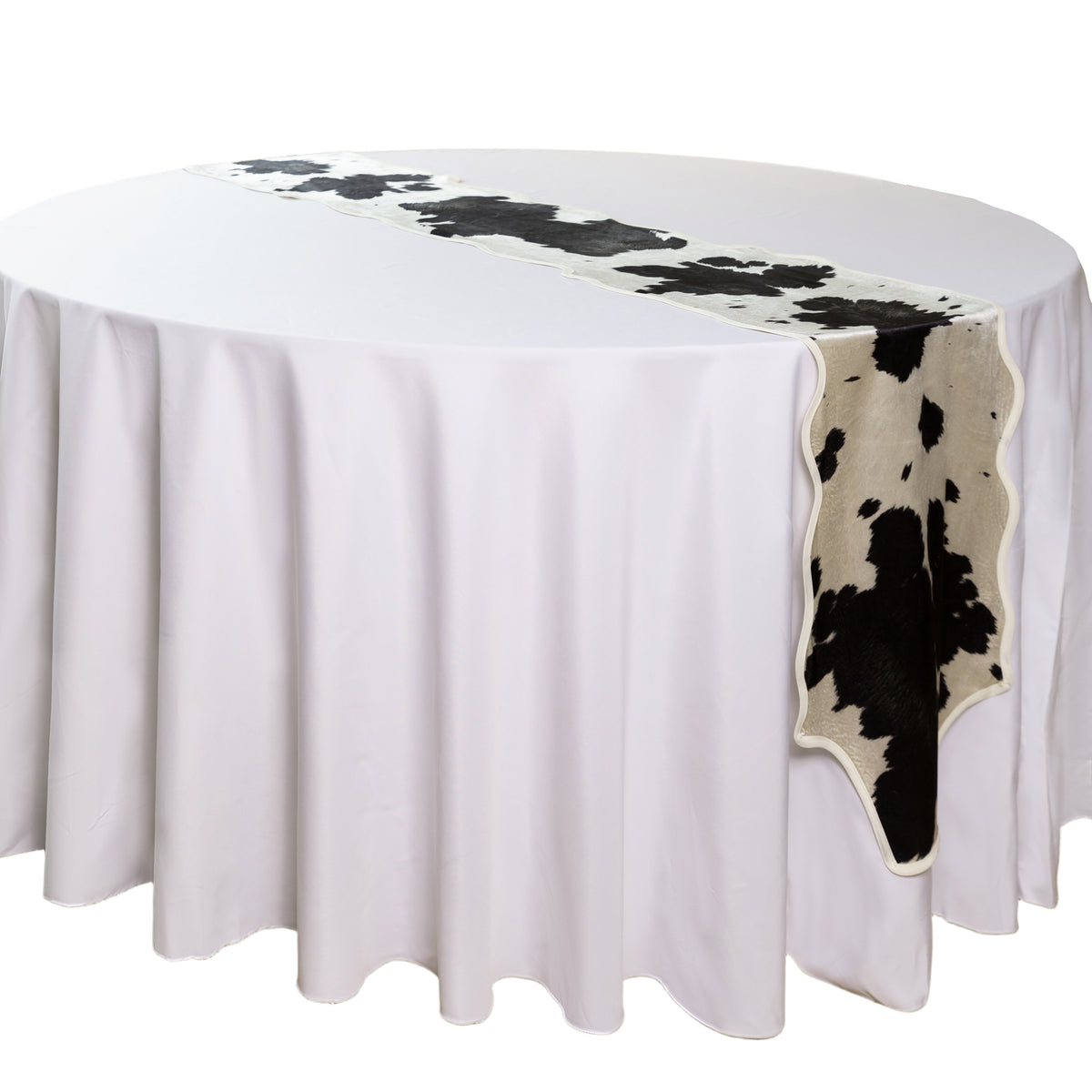 Faux Cowhide Table Runner - Black - Side View
