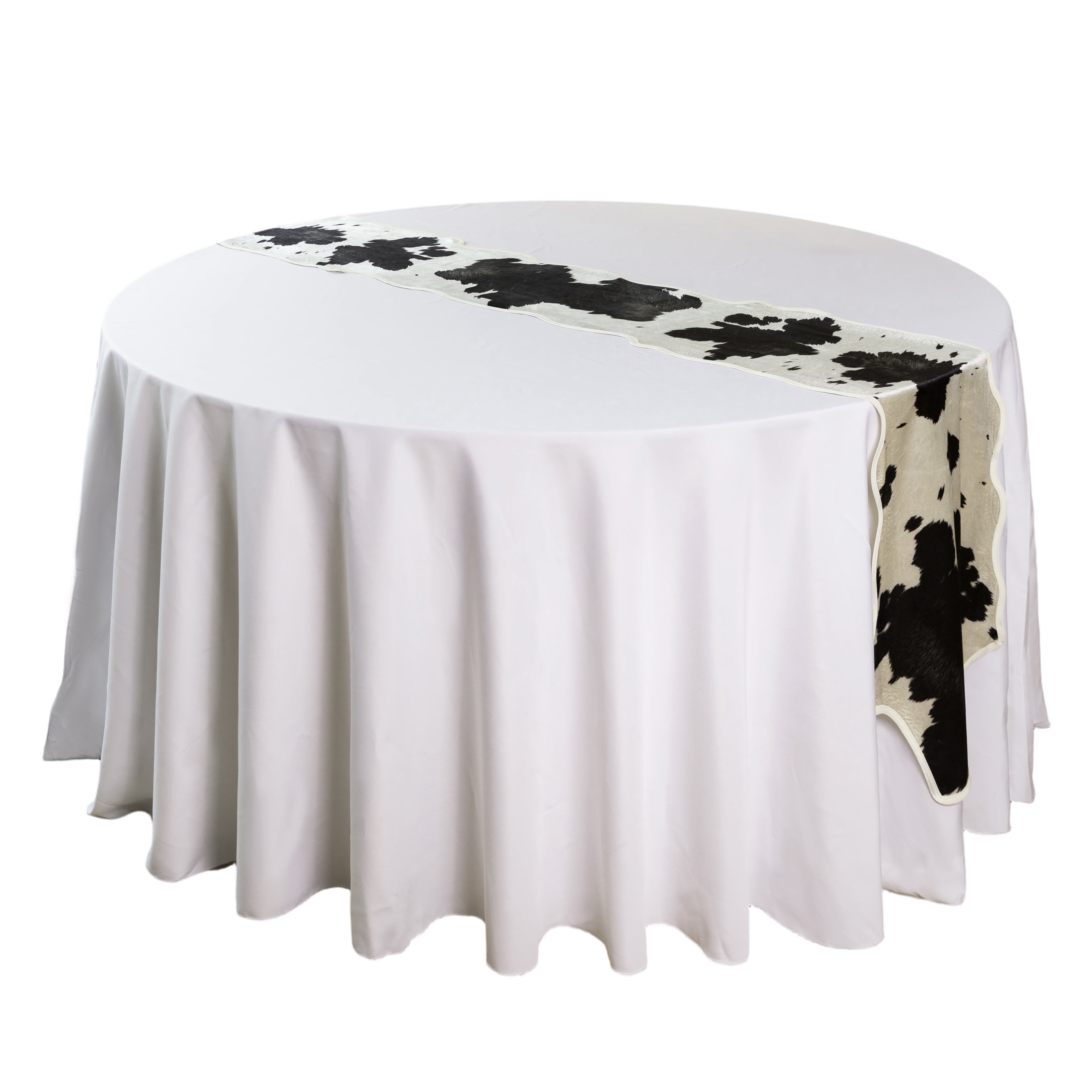 Faux Cowhide Table Runner - Black White background