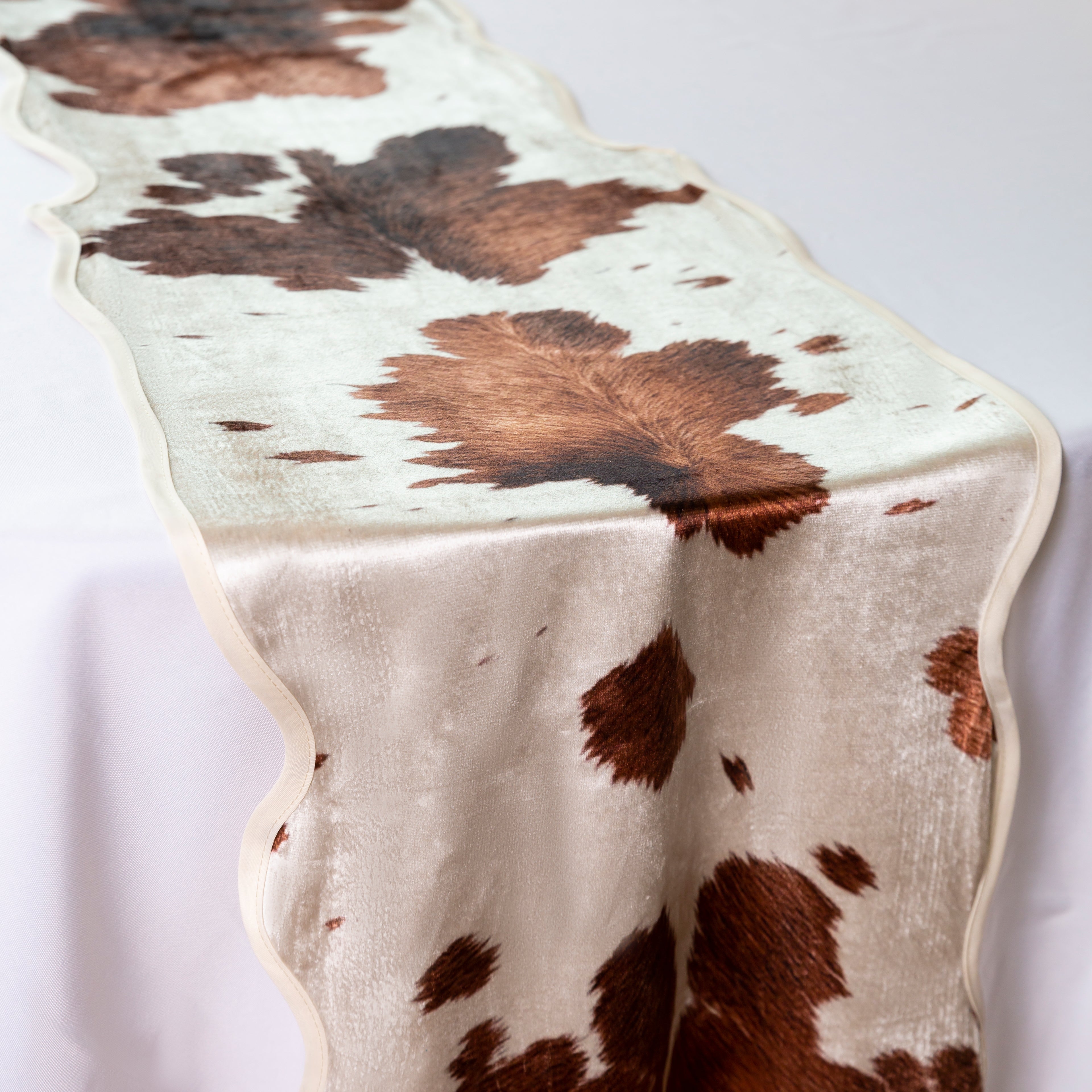 Faux Cowhide Table Runner - Brown - Close Up
