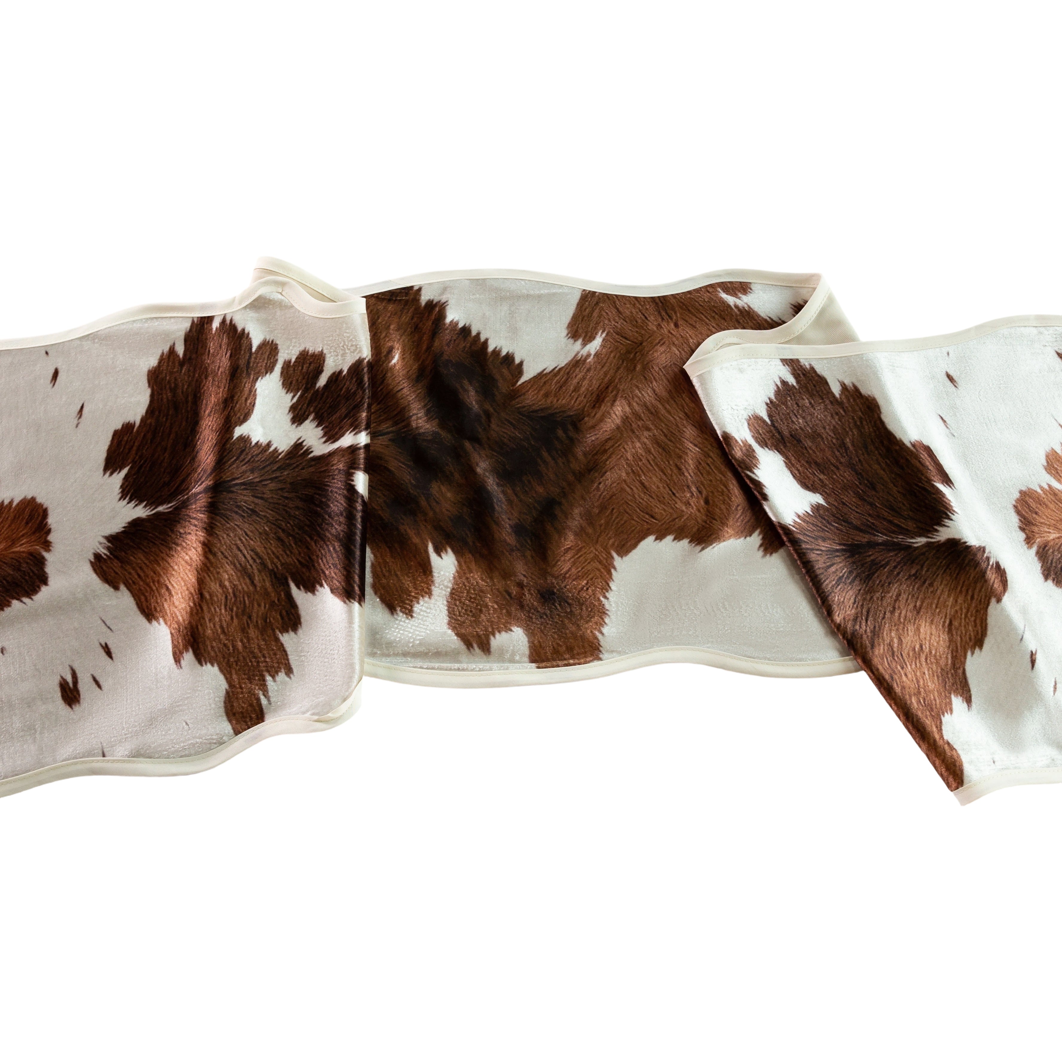 Faux Cowhide Table Runner - Brown - Detailed View