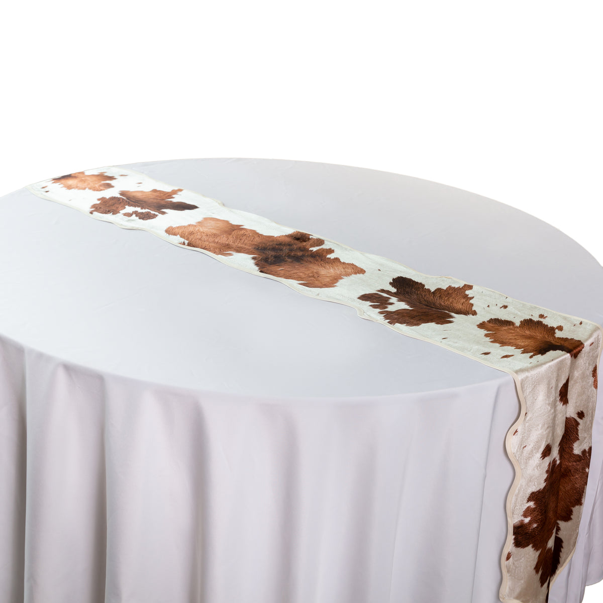 Faux Cowhide Table Runner - Brown - Side View
