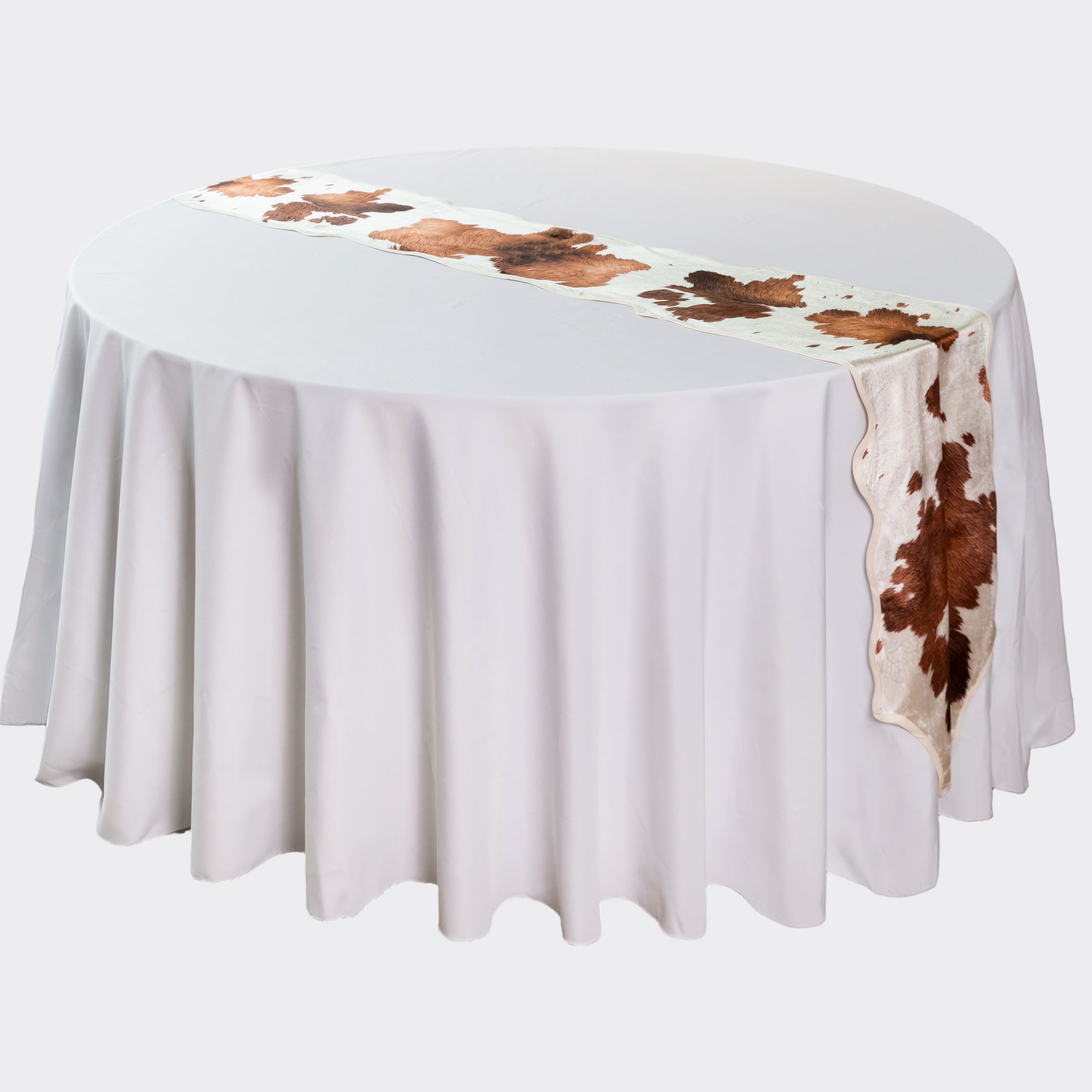 Faux Cowhide Table Runner - Brown - White background