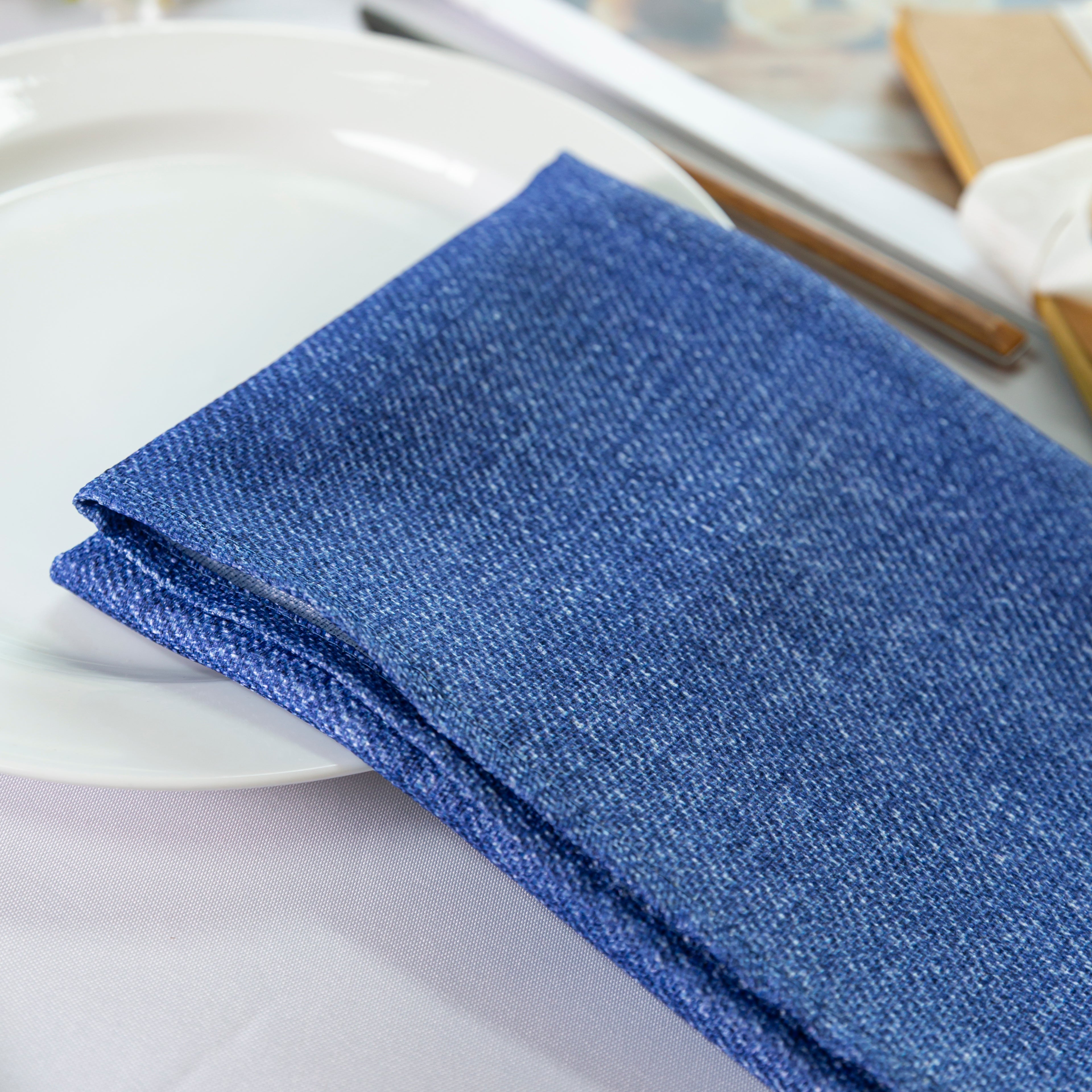 Faux Linen Denim 20x20 Napkin (5pc/pk) - Blue - Close Up