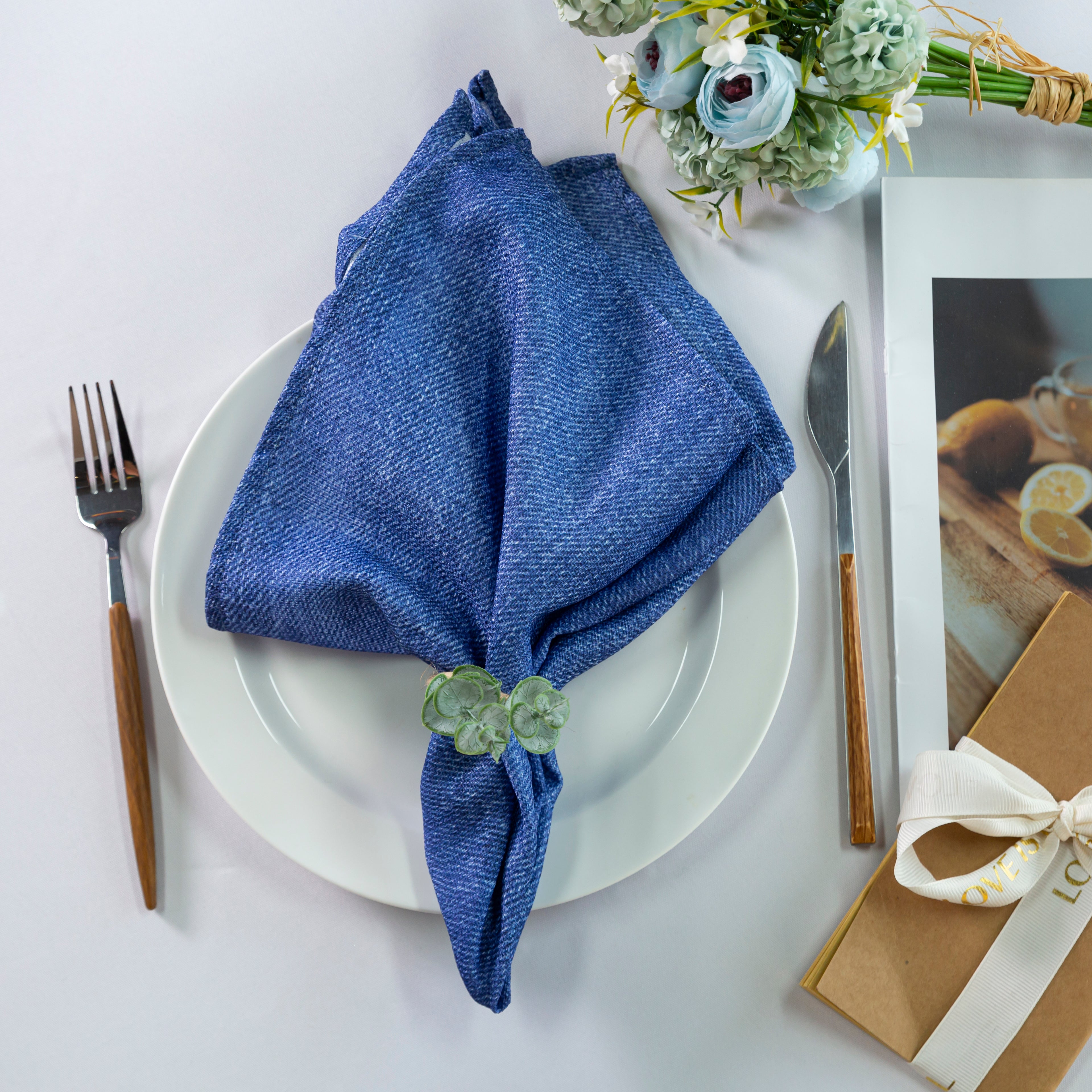 Faux Linen Denim 20x20 Napkin (5pc/pk) - Blue - Lifestyle