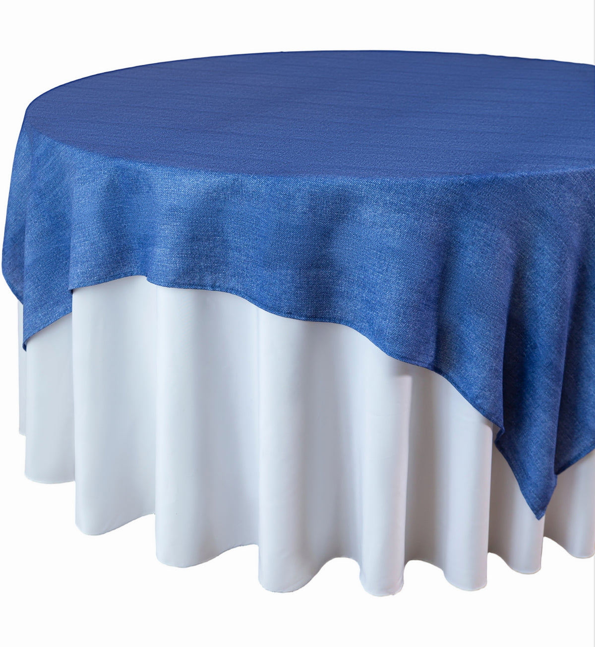 Faux Linen Denim 72"x72" Table Overlay/Tablecloth - Blue - CV Linens