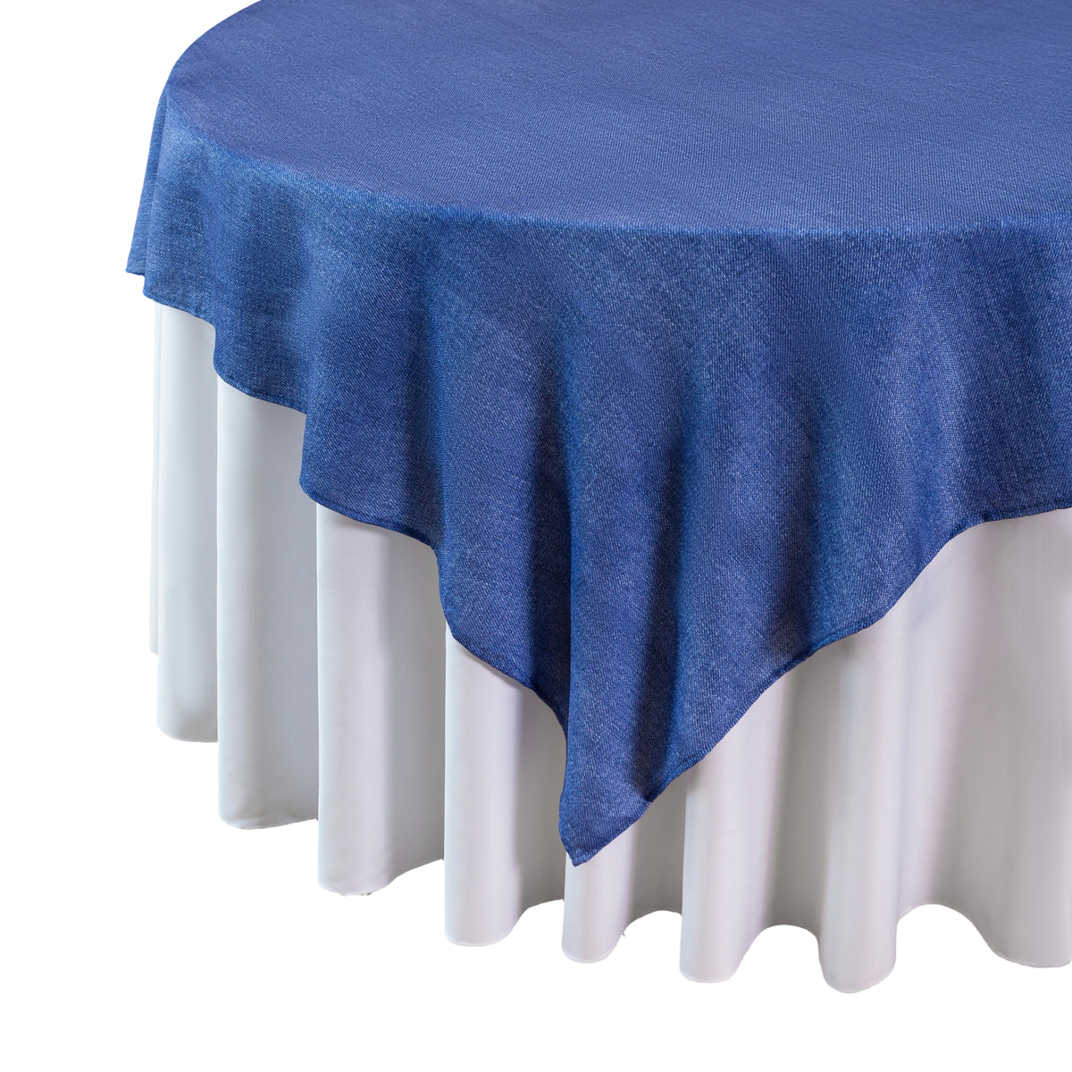Faux Linen Denim 72"x72" Table Overlay/Tablecloth - Blue - Edge View