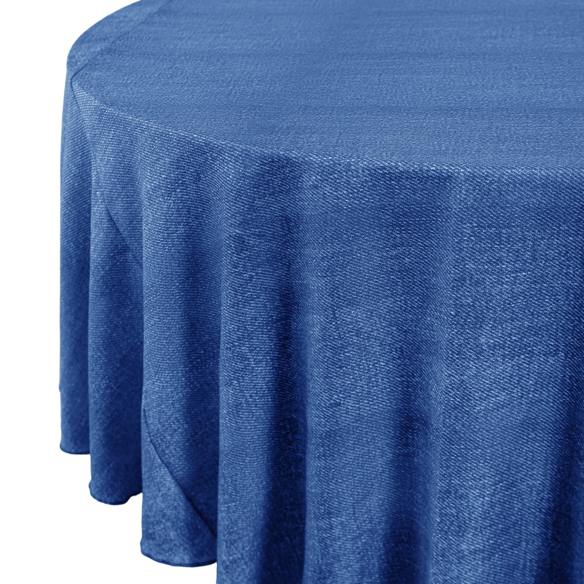 Faux Linen Denim Round Tablecloth - Blue - Close Up