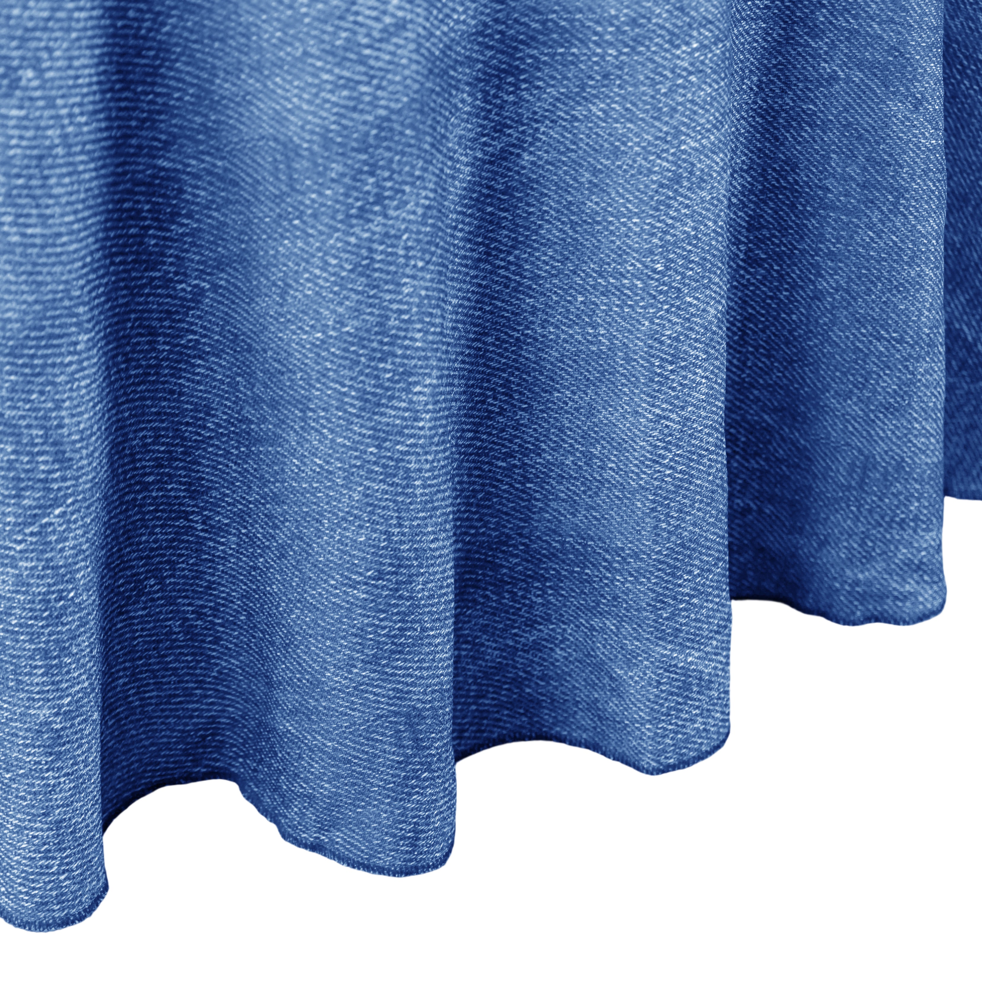 Faux Linen Denim Round Tablecloth - Blue - Close Up