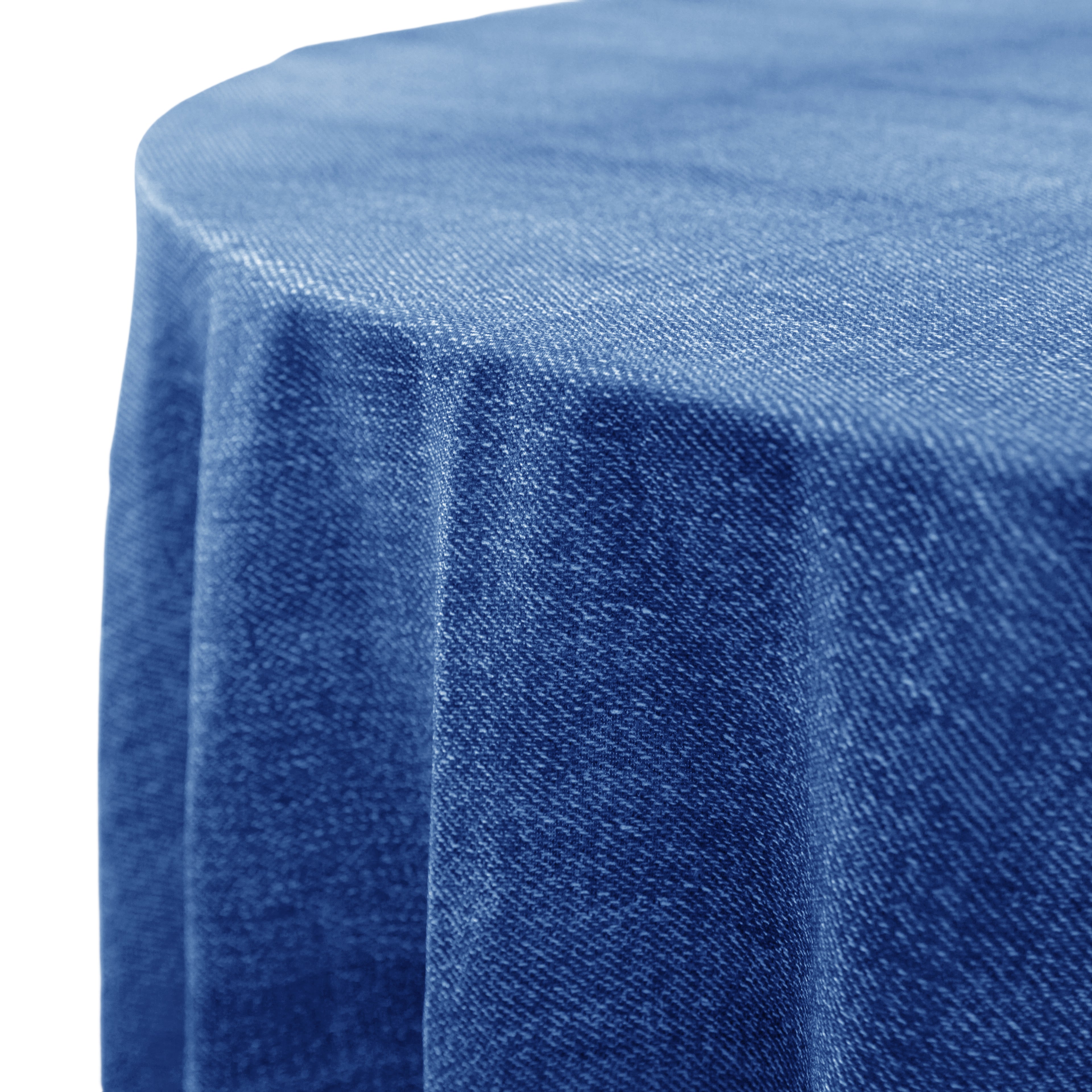 Faux Linen Denim Round Tablecloth - Blue - Close Up