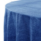 Faux Linen Denim Round Tablecloth - Blue - Close Up