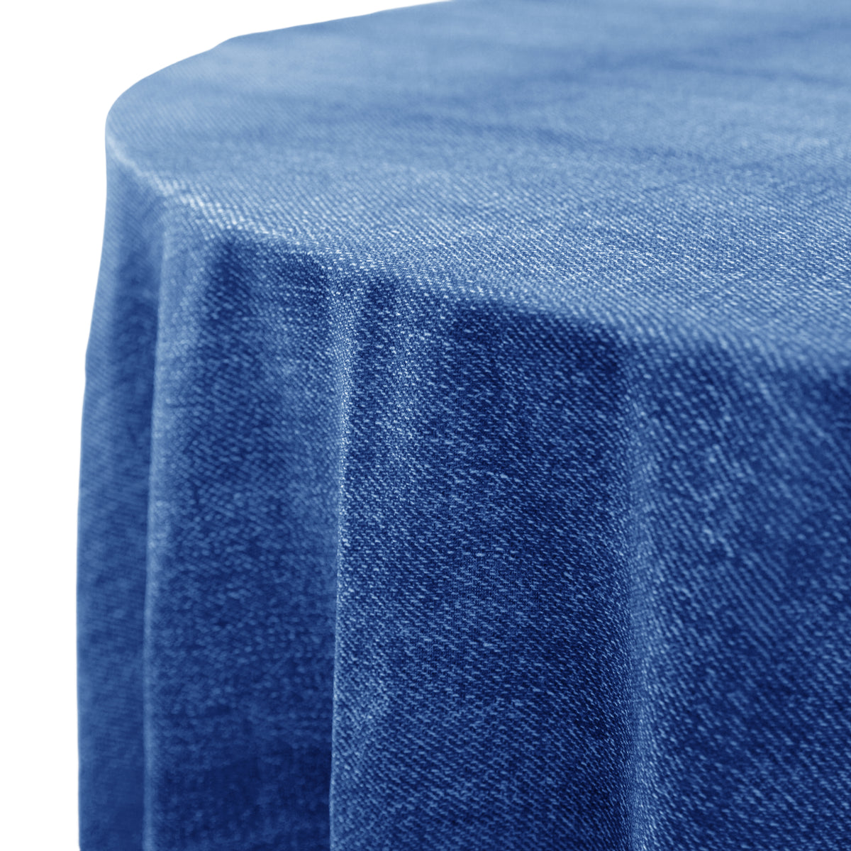 Faux Linen Denim Round Tablecloth - Blue - Close Up