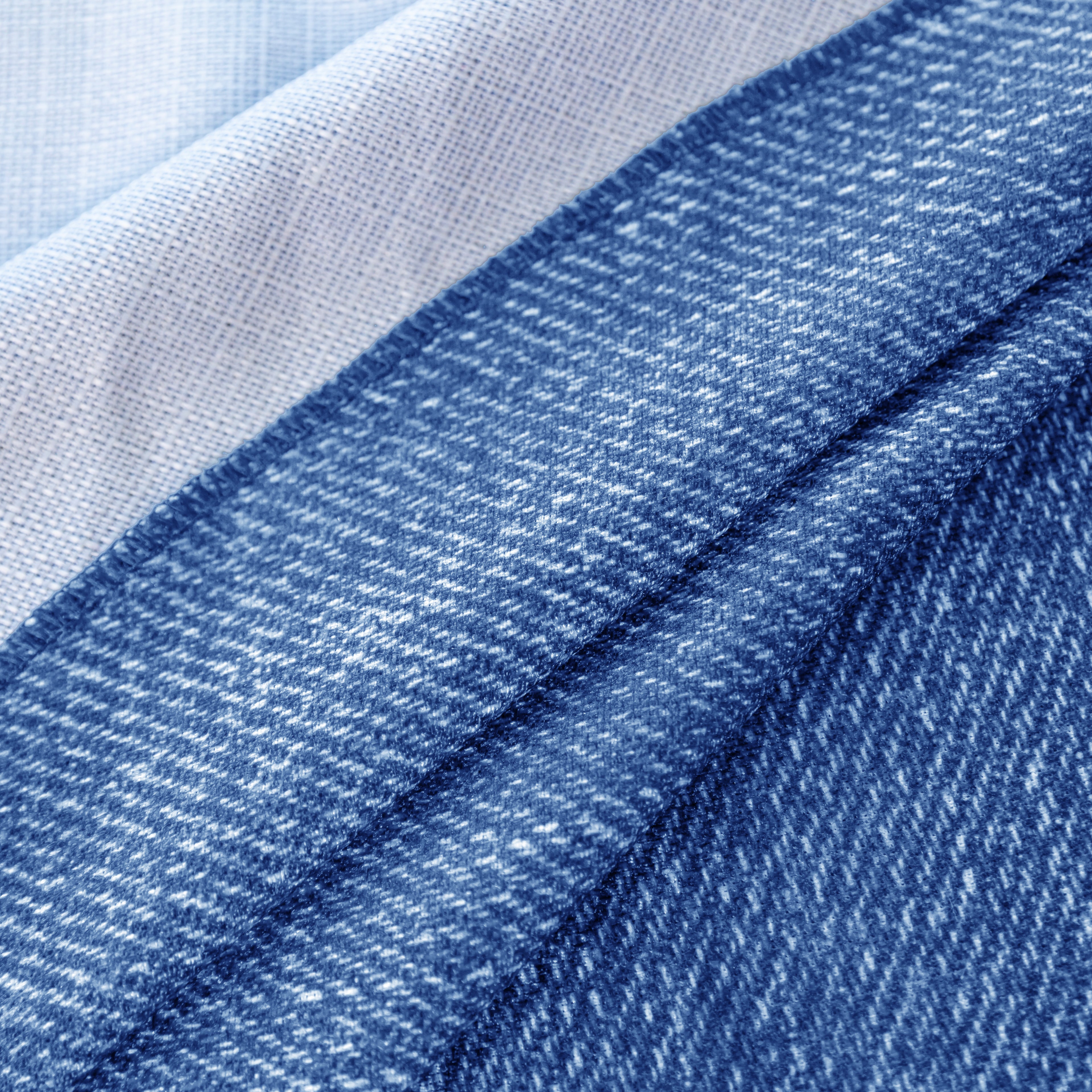 Faux Linen Denim Round Tablecloth - Blue - Detail