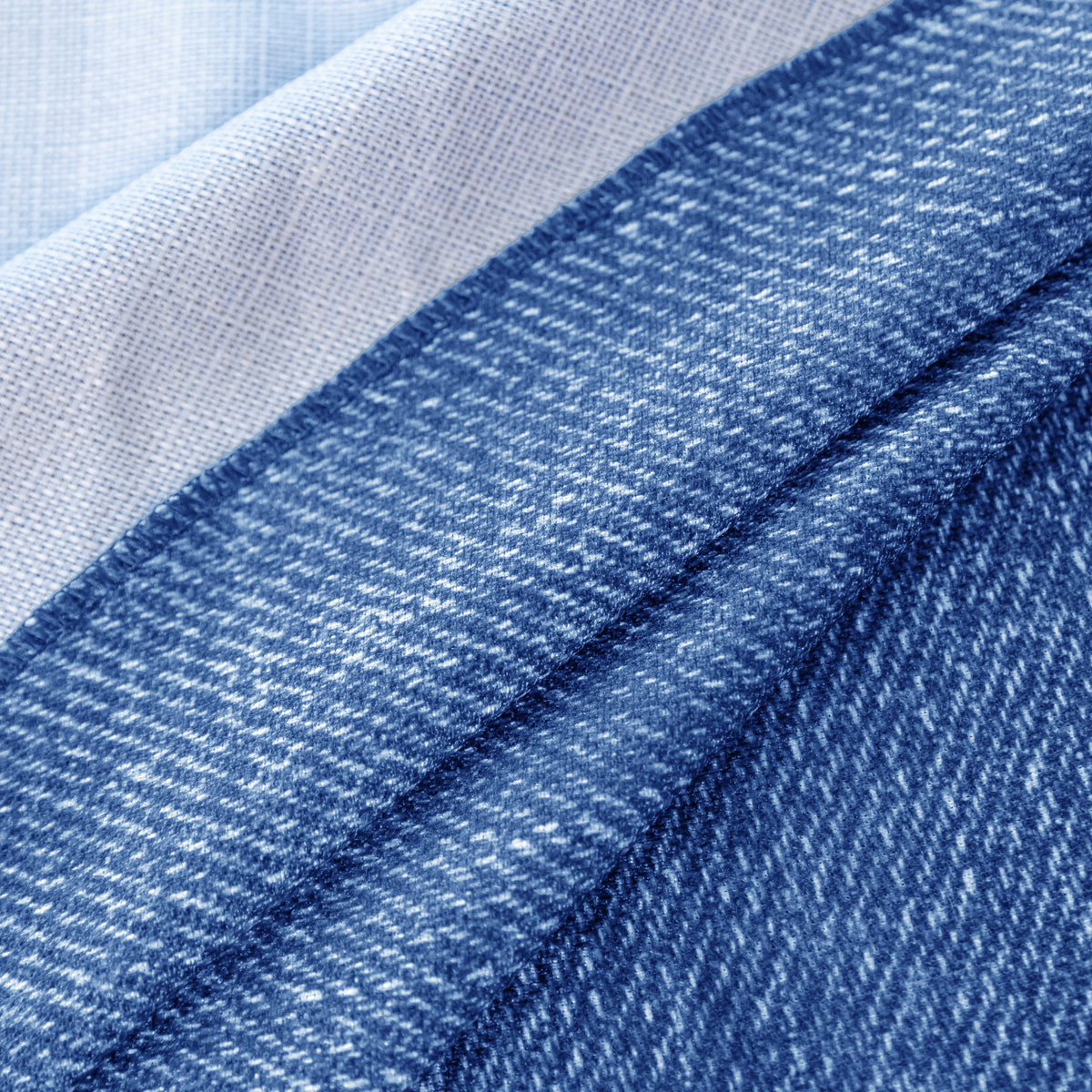Faux Linen Denim Round Tablecloth - Blue - Detail