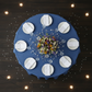 Faux Linen Denim Round Tablecloth - Blue Top-Down View