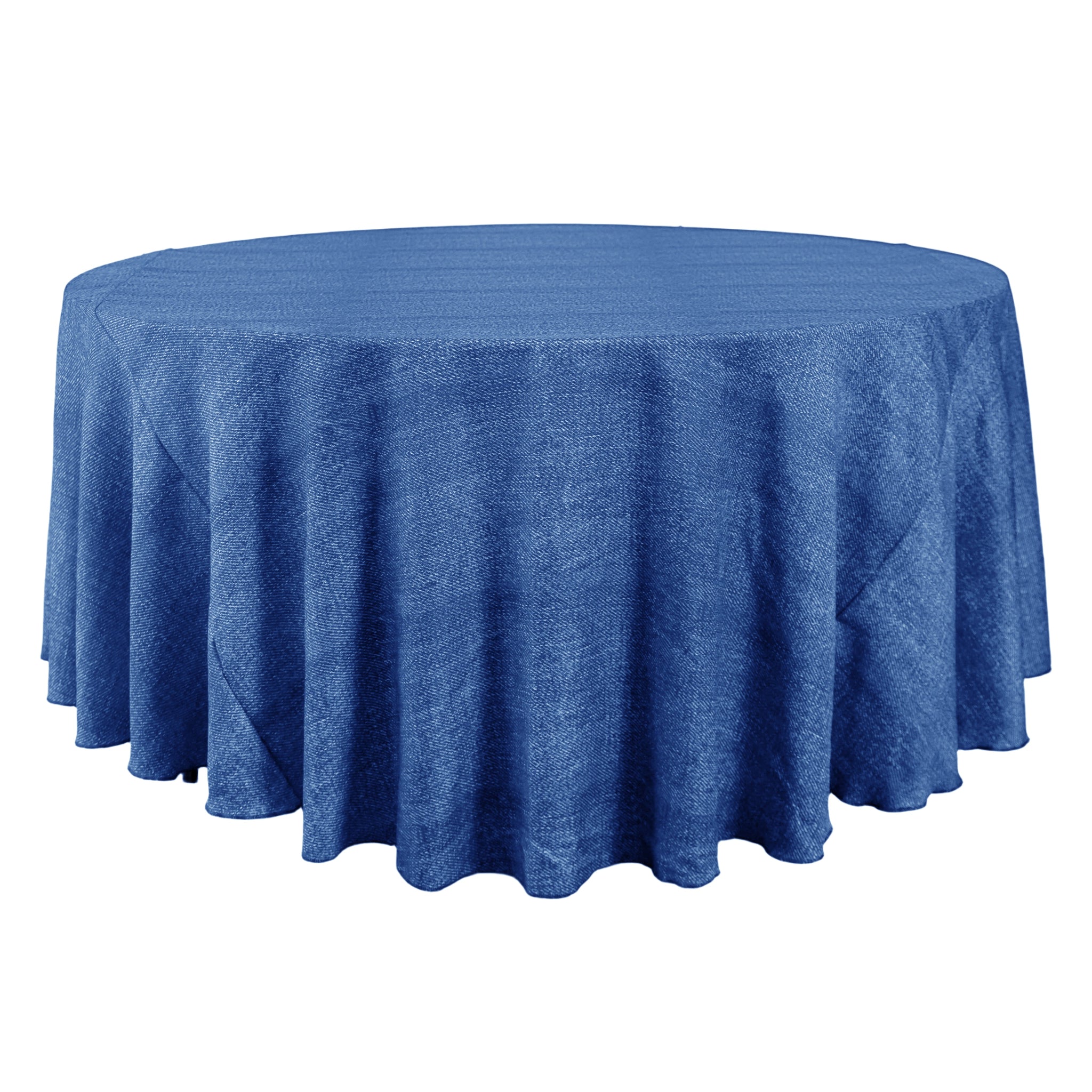 Faux Linen Denim Round Tablecloth - Blue - CV Linens