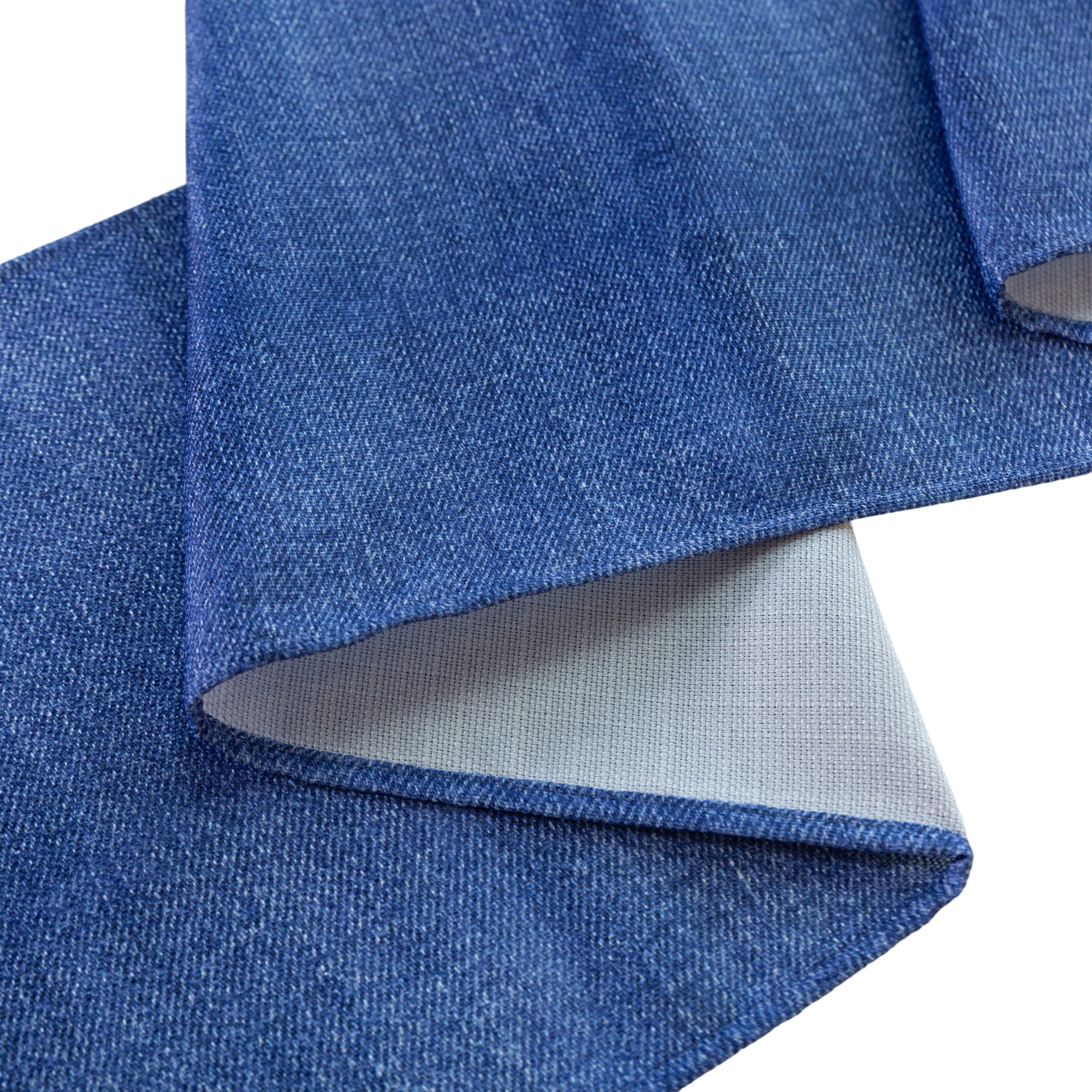 Faux Linen Denim Table Runner - Blue - Close Up