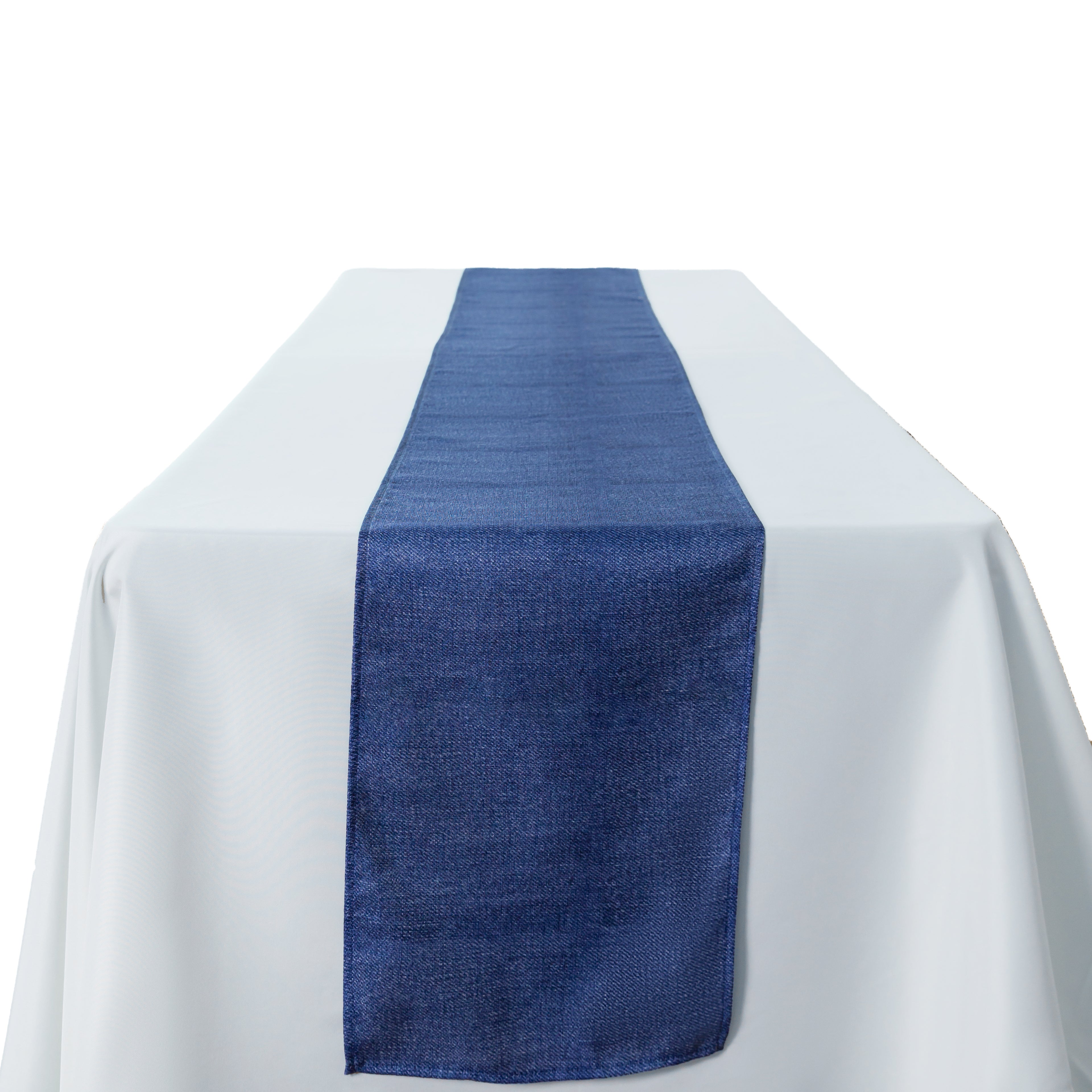 Faux Linen Denim Table Runner - Blue - Front View