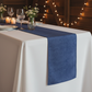 Faux Linen Denim Blue Table Runner - Lifestyle Angled View