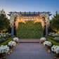 Faux Silk Boxwood Greenery Wall Panel Mat Backdrop 60cm x 40cm with variety of flower heads for wedding entrance reception