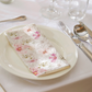 Floral haze 20"x20" napkin 5pc fold on charger plate with utensils