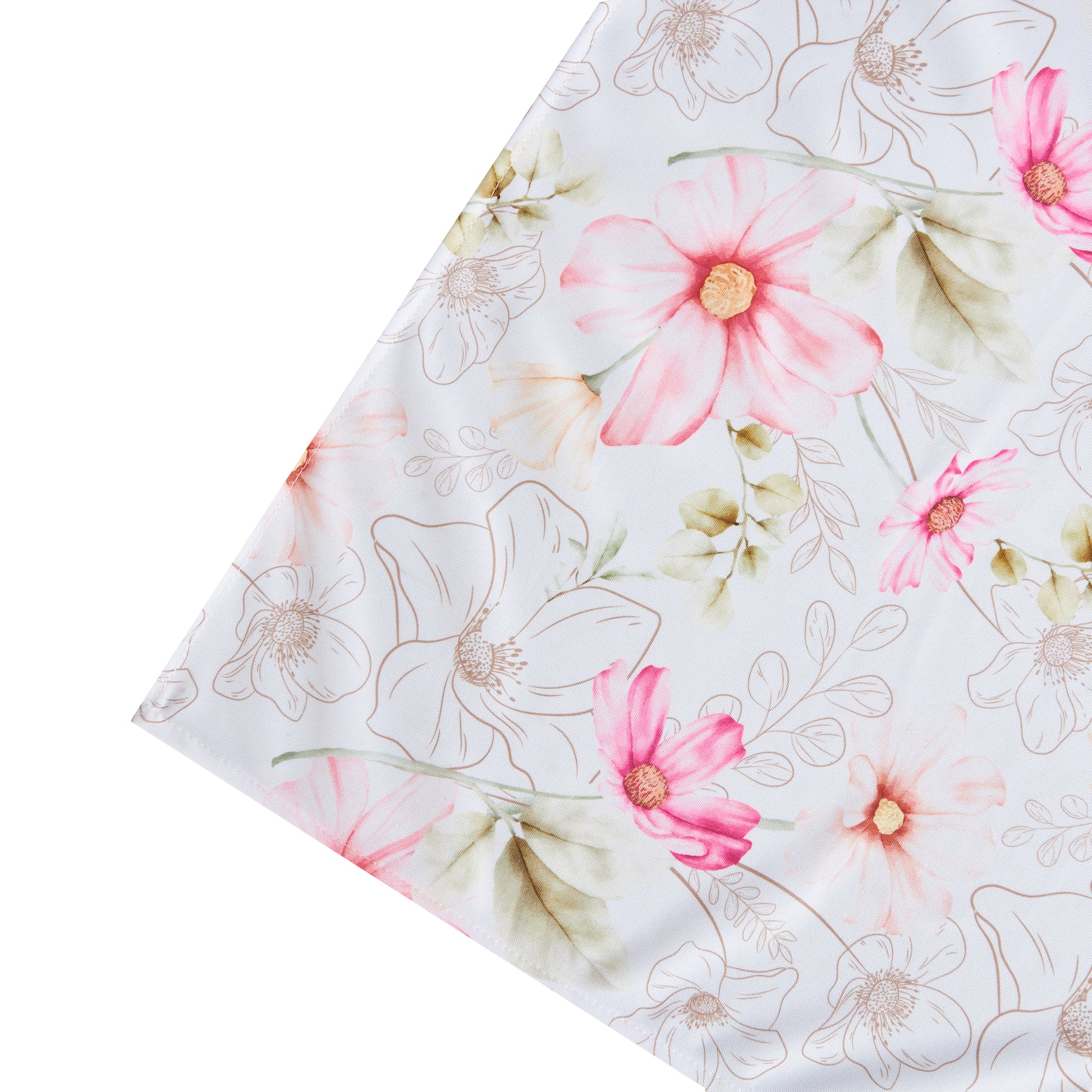 Floral haze rectangular tablecloth edge close up 