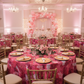 baby girl shower reception with Floral Peony Roses 120" Round Tablecloth - Fuchsia