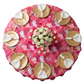 top view table setup of Floral Peony Roses 120" Round Tablecloth - Fuchsia