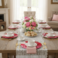 bridal shower tea party table setup with Floral Peony and Roses Acrylic Charger Plate - Fuchsia