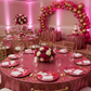 sweet 16 table setup with Floral Peony and Roses Acrylic Charger Plate - Fuchsia