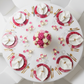 top view table detail with Floral Peony and Roses Acrylic Charger Plate - Fuchsia
