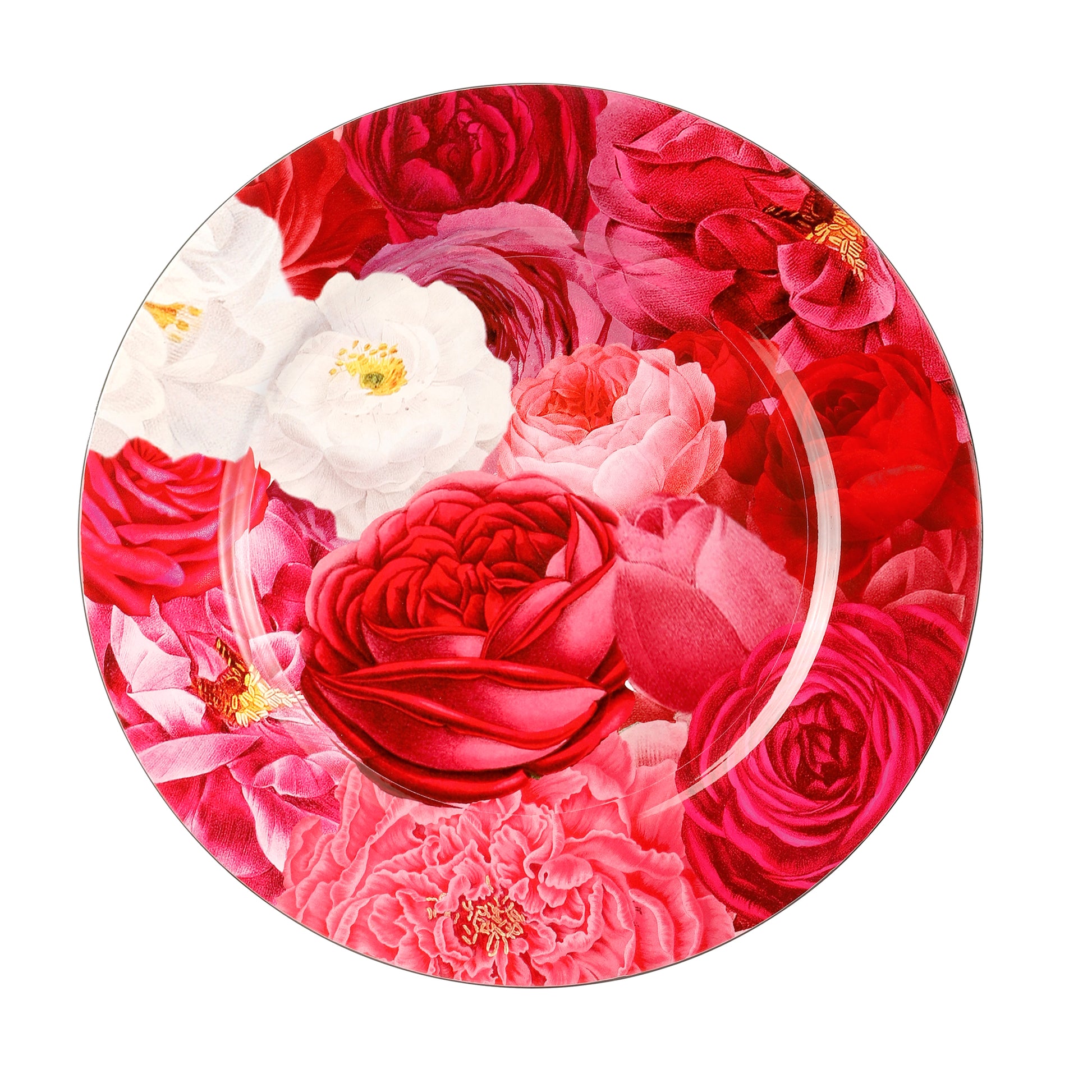 Floral Peony and Roses Acrylic Charger - Fuchsia