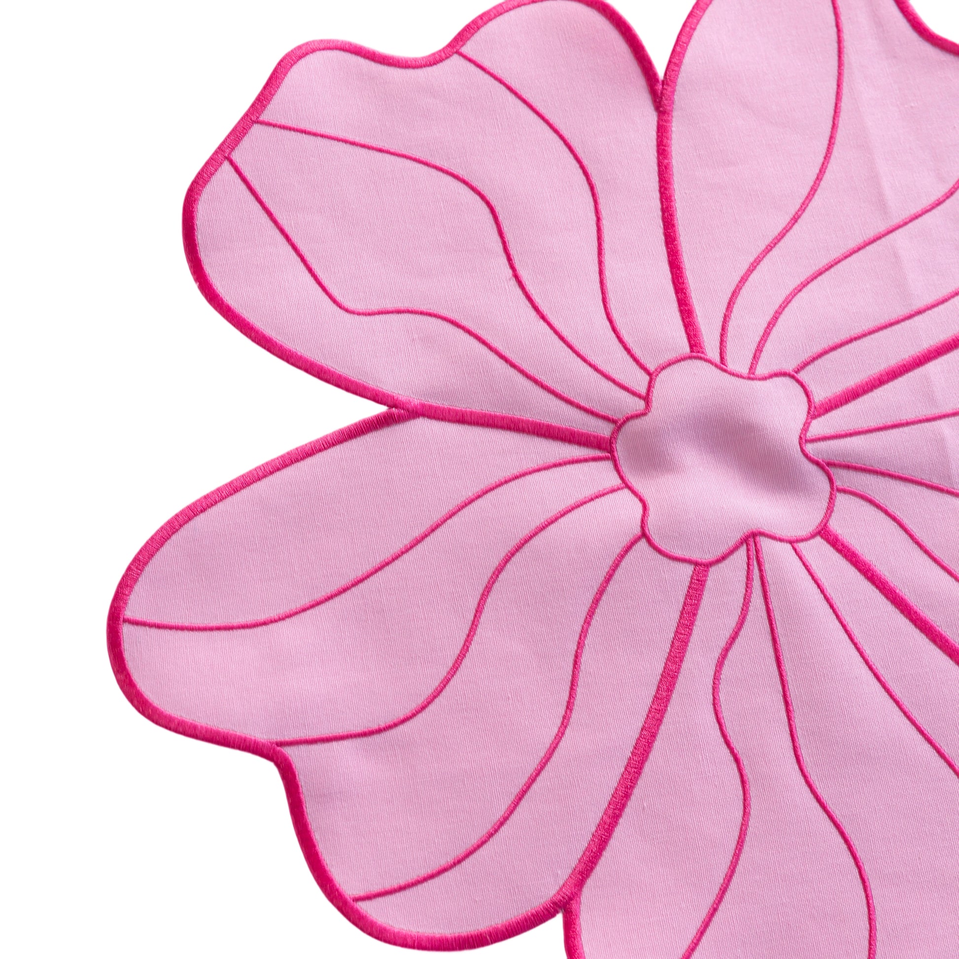 Flower Linen Embroidery Placemat Pink/Fuchsia