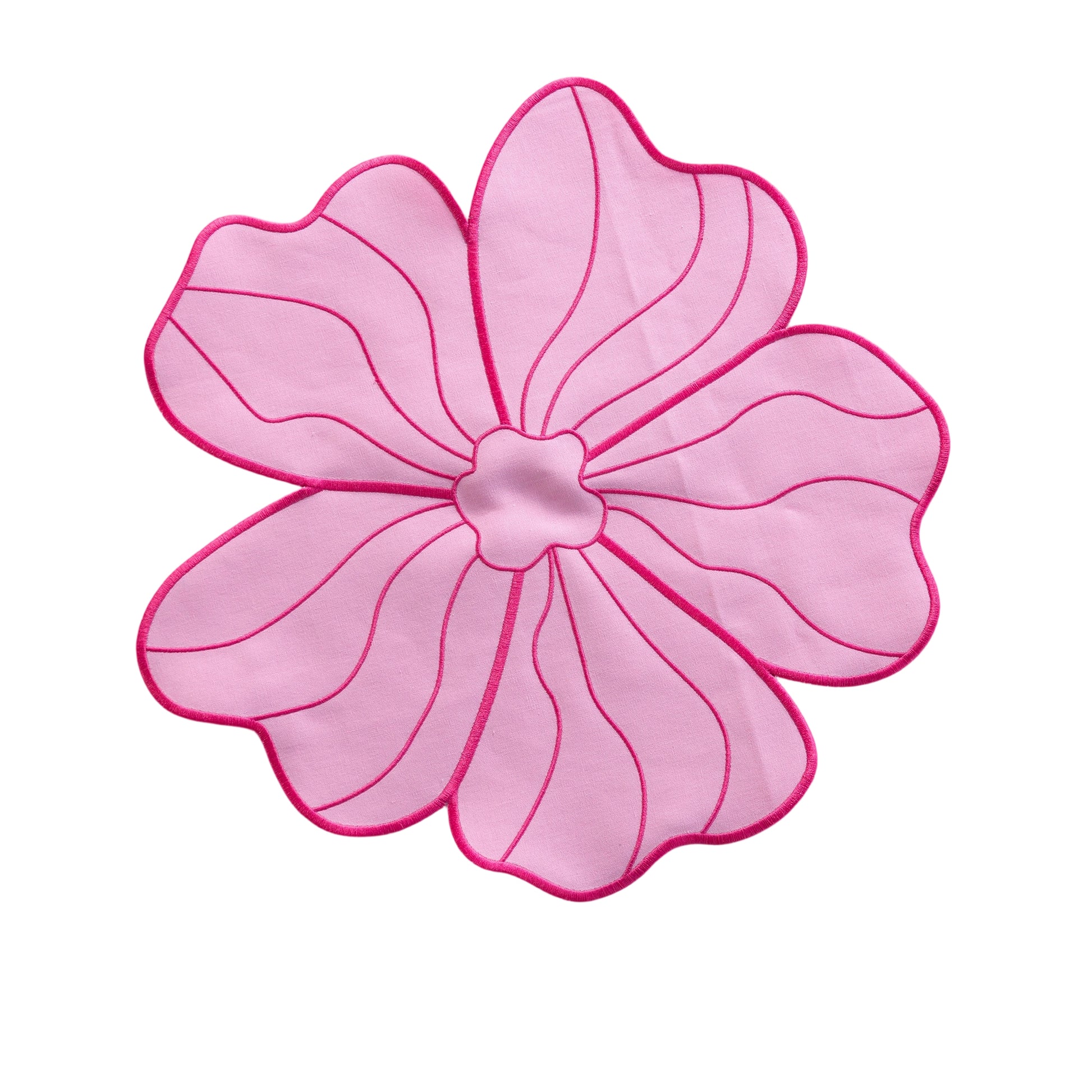 Flower Linen Embroidery Placemat Pink/Fuchsia