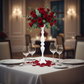 Flower Vase Riser Holder Centerpiece Stand 20"H - White with white dinner plate | glass goblets | white tablecloth | 
