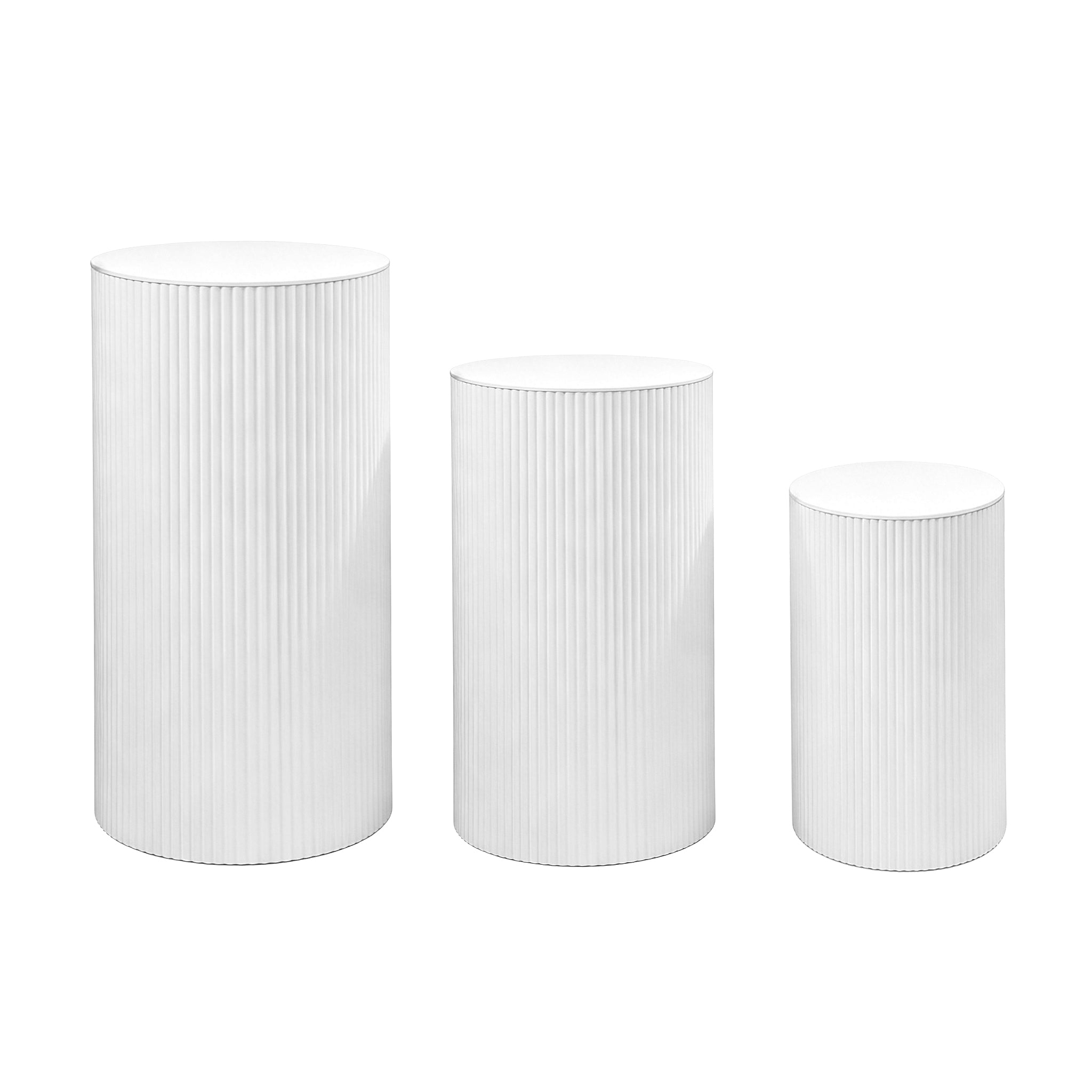 Fluted Cylinder Display Stand 3 pc/set - White