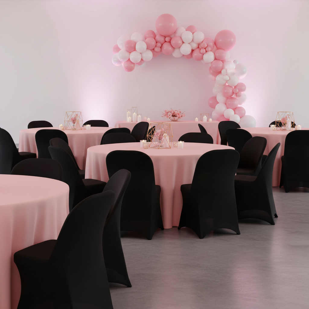 birthday celebration with Folding Spandex Chair Cover - Black