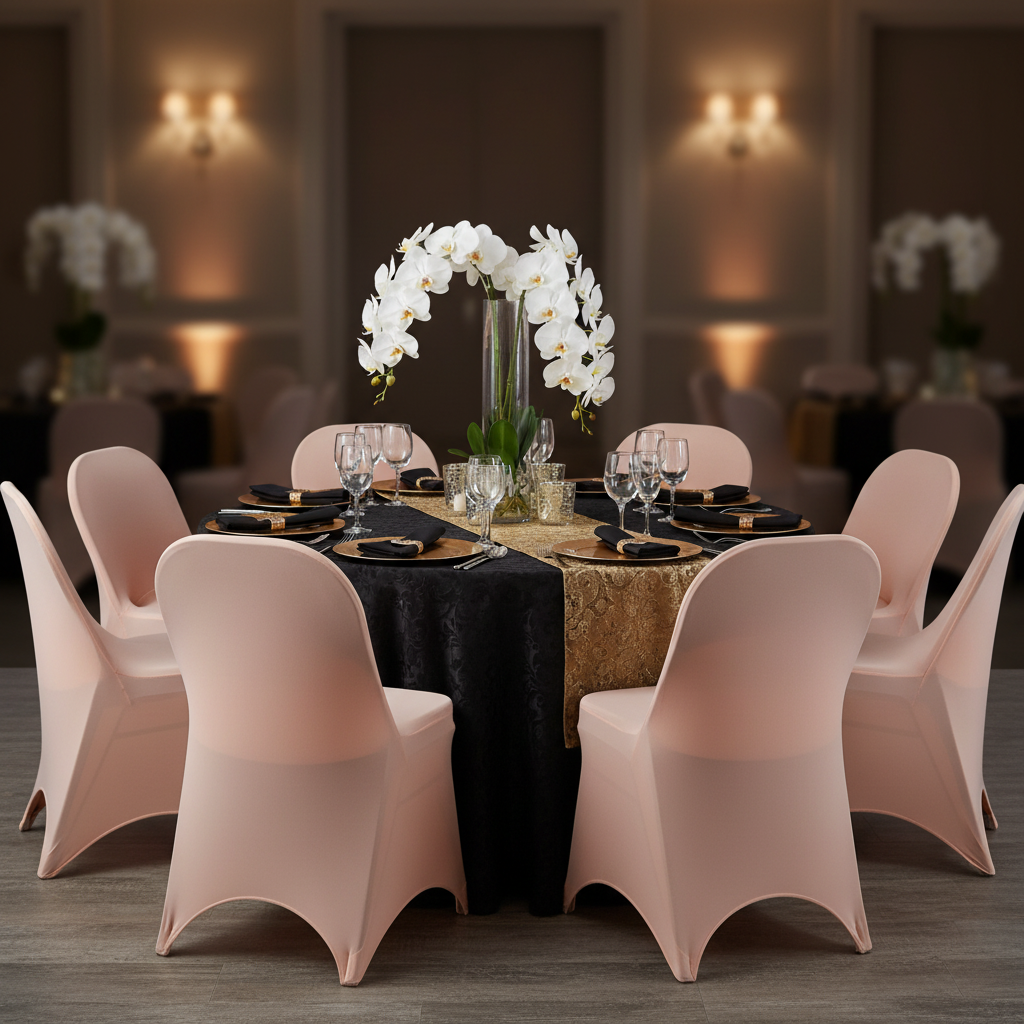 Folding Spandex Chair Cover - Blush