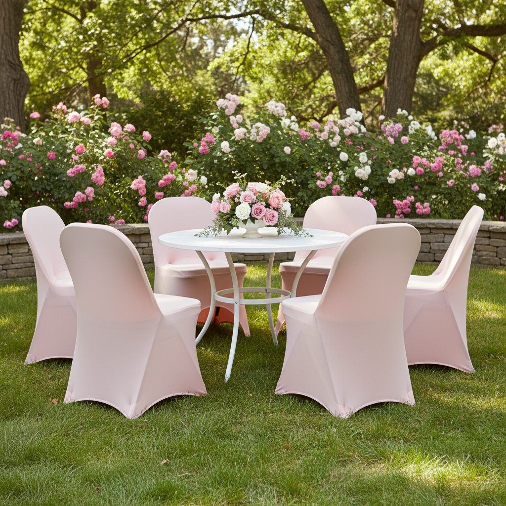 Folding Spandex Chair Cover - Blush