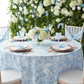 baby shower with French Toile 120" Round Tablecloth - Blue
